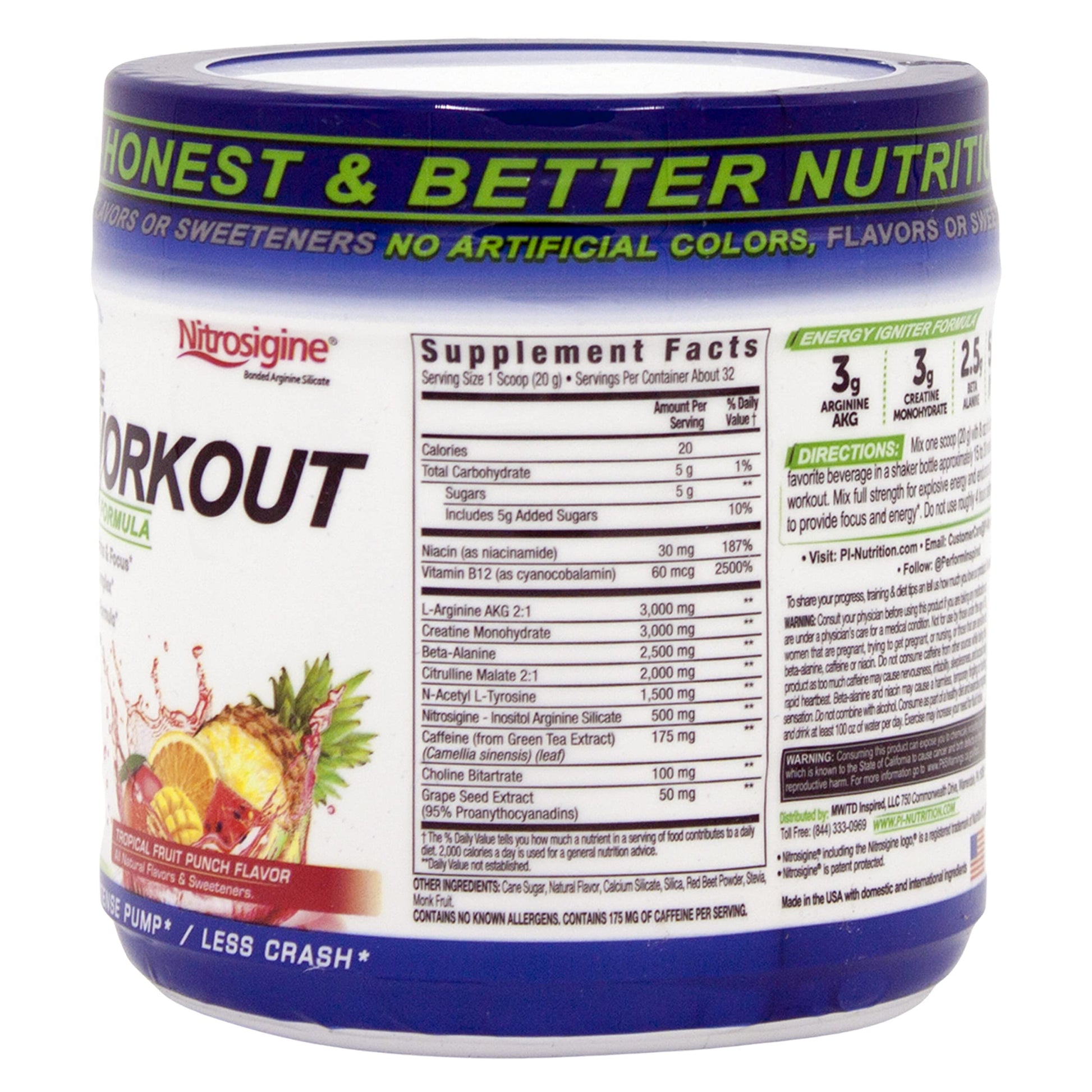 Performance Inspired Nutrition PreWorkout Powder - All Natural - G-Free & Vegan Formula PERFORMANCE INSPIRED uk supplements