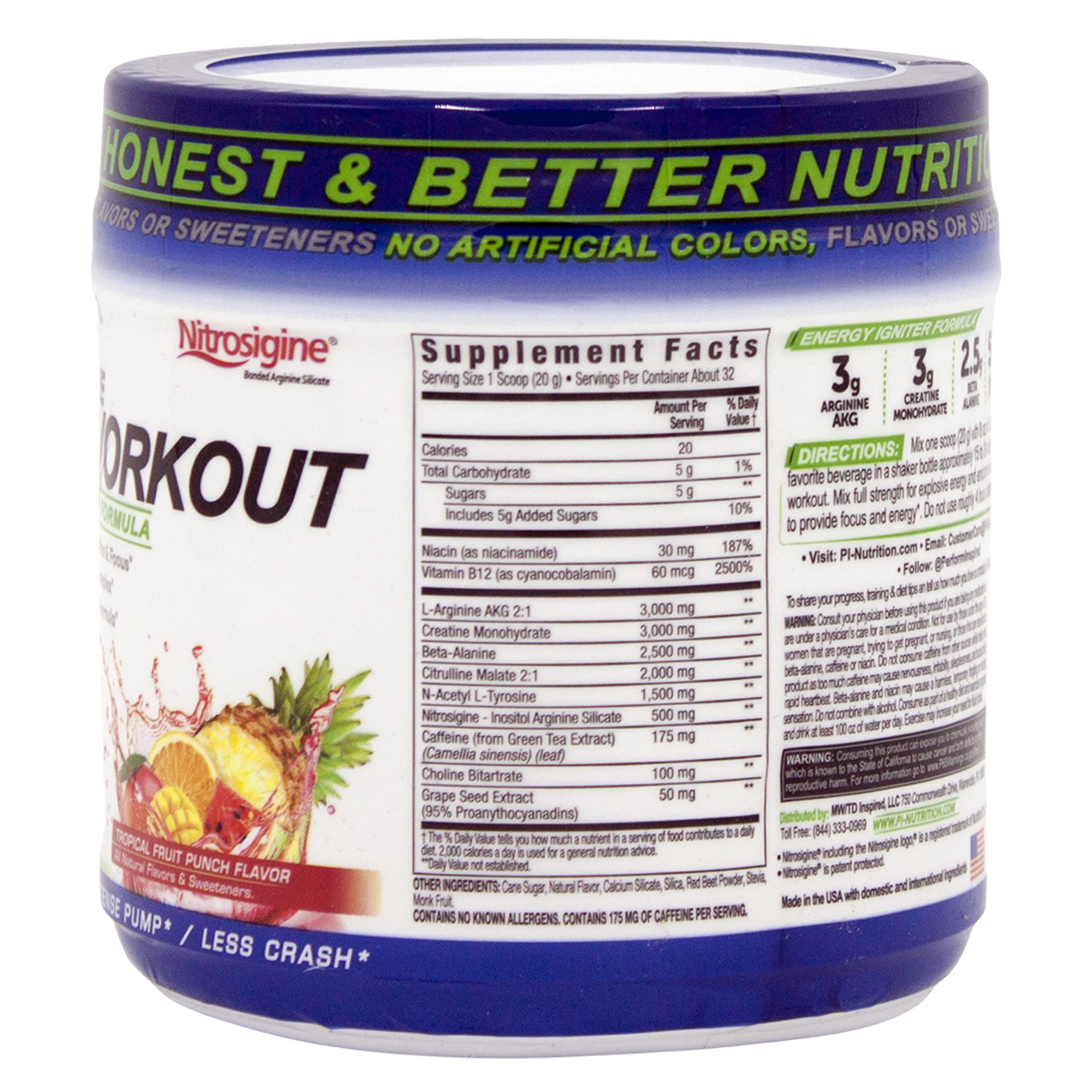 Performance Inspired Nutrition PreWorkout Powder - All Natural - G-Free & Vegan Formula PERFORMANCE INSPIRED uk supplements