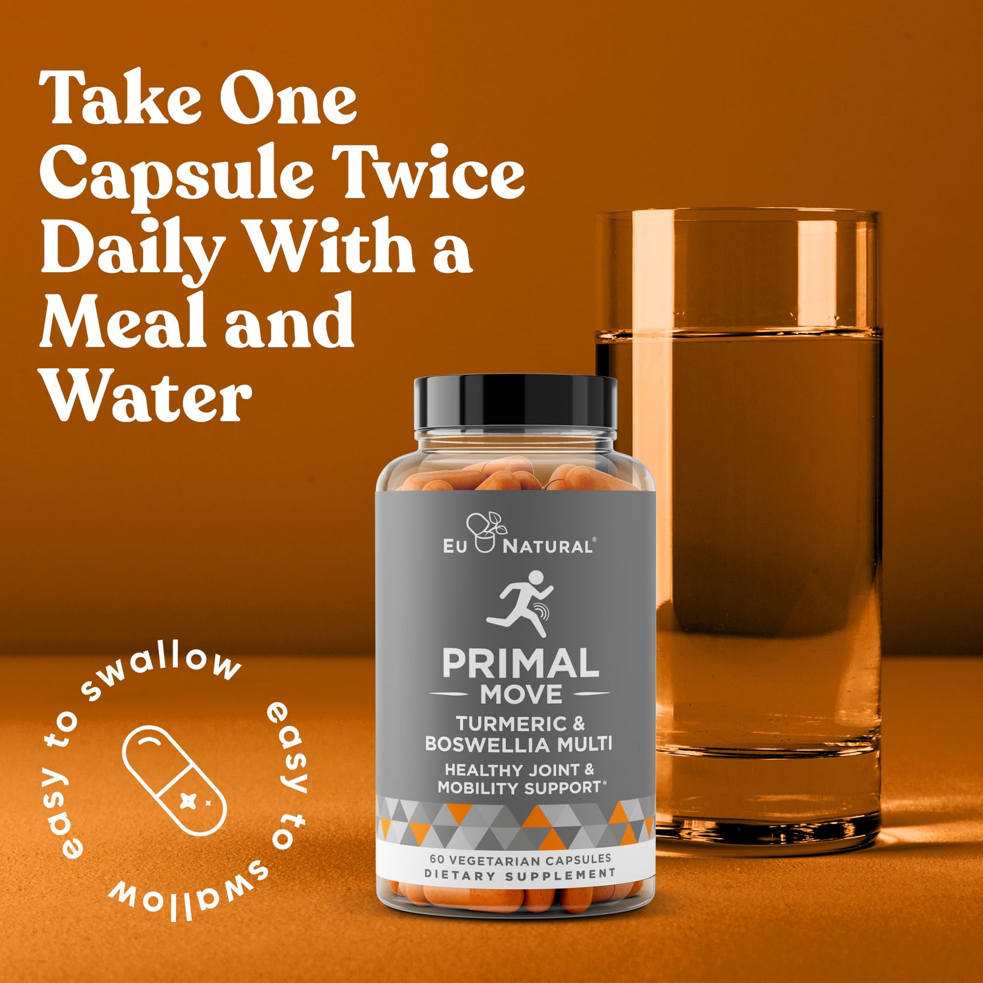 Primal Joint & Mobility Support - Advanced Joint Support Supplement for Women and Men - Turmeric, Boswellia, Ginger and Boron for Whole-Body Flexibility, Joint Health & Comfort - 60 Veg Soft Capsules Eu Natural uk supplements