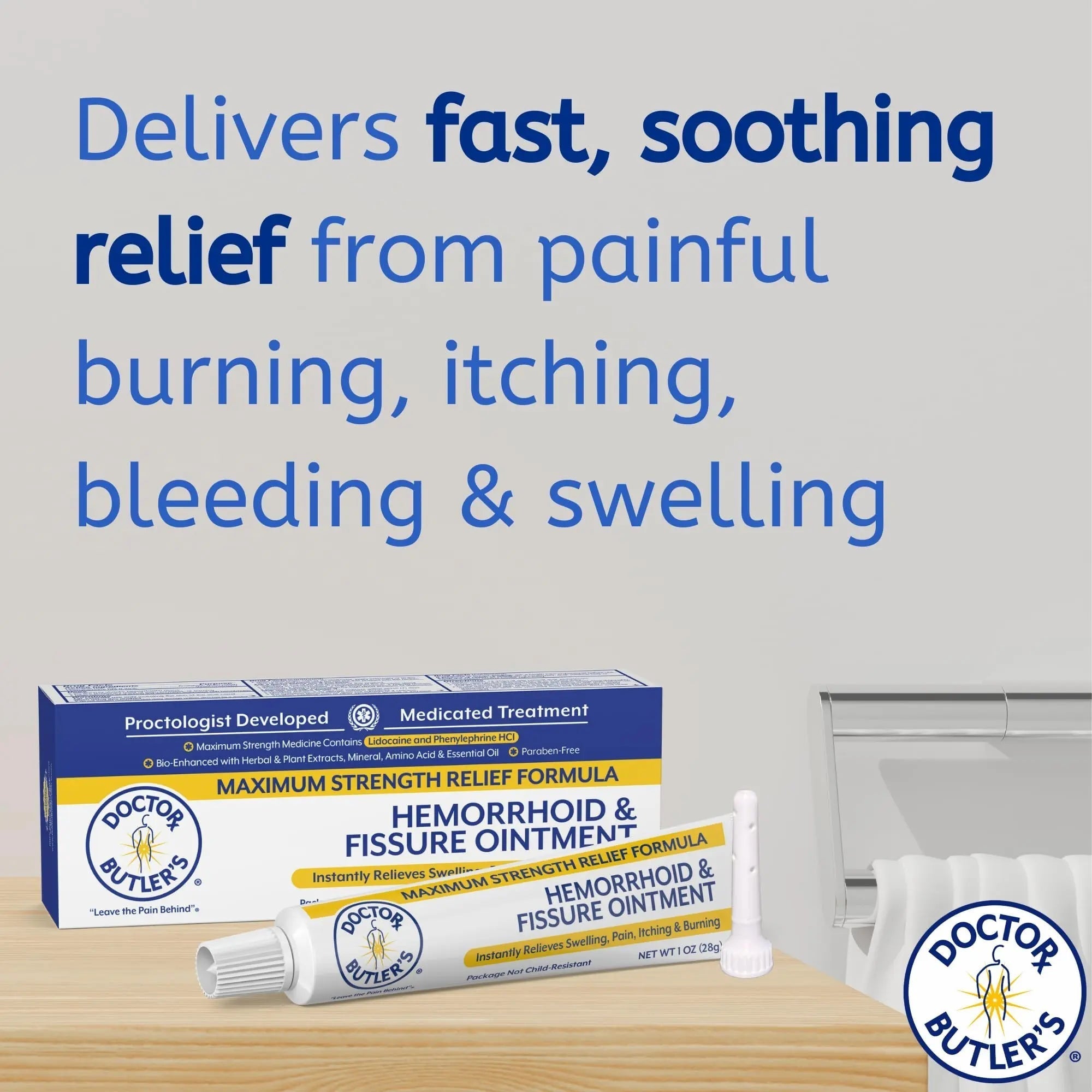 Doctor Butler’s Hemorrhoid & Fissure Ointment – Hemorrhoid Treatment and Hemorrhoid Cream with Lidocaine and Phenylephrine HCI for Fast Acting Relief of Pain, Swelling, Discomfort, and Itching (1 oz.) Doctor Butler's uk supplements