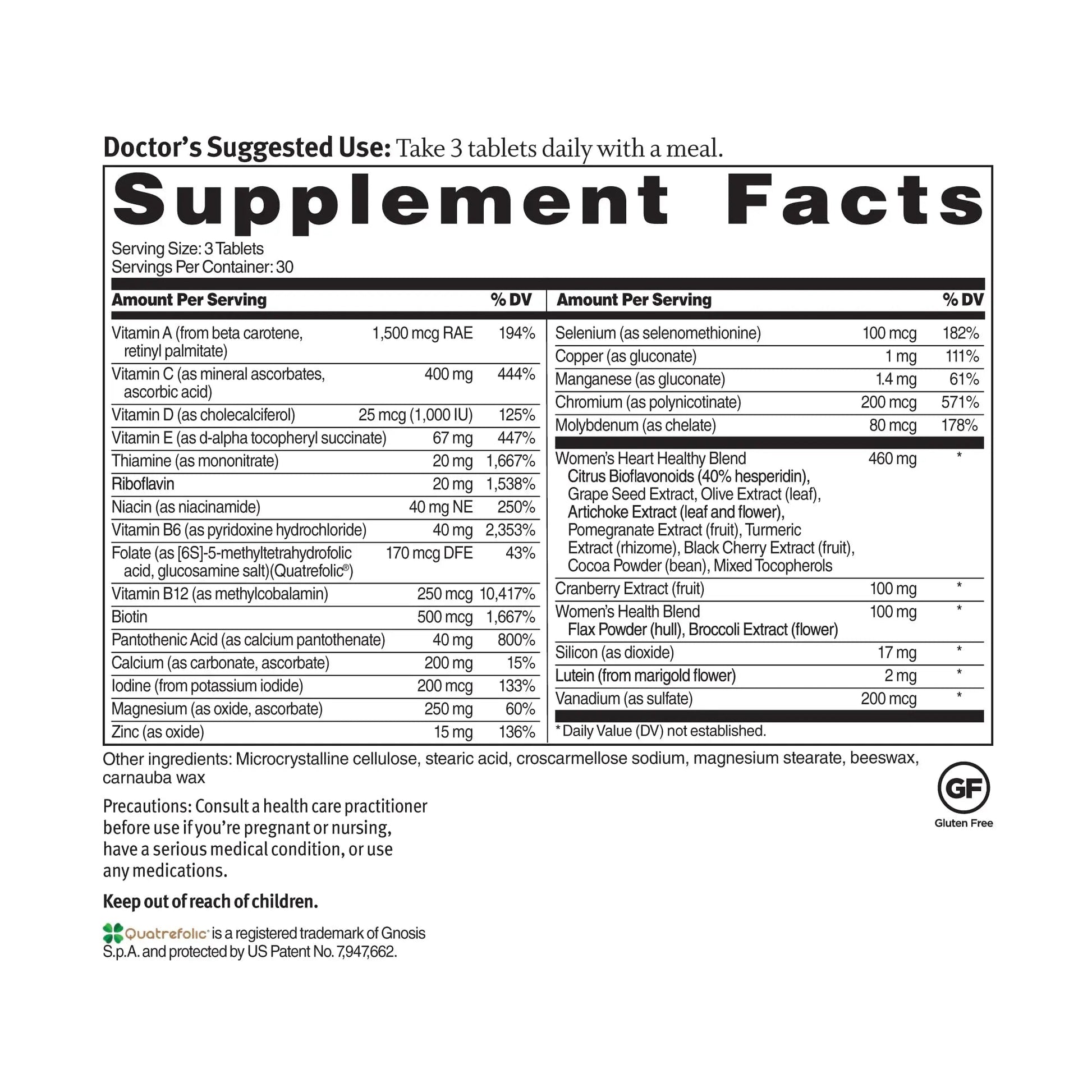 Dr. Sinatra Heart Healthy Multivitamin for Women with Vitamin D 1000 IU, A, B12, C, E, Biotin, Folate, and Zinc, 90 Tablets (30-Day Supply) Dr. Sinatra uk supplements