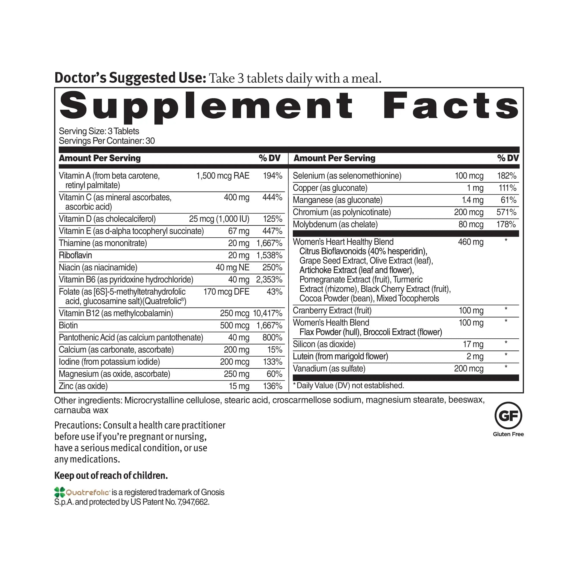 Dr. Sinatra Heart Healthy Multivitamin for Women with Vitamin D 1000 IU, A, B12, C, E, Biotin, Folate, and Zinc, 90 Tablets (30-Day Supply) Dr. Sinatra uk supplements