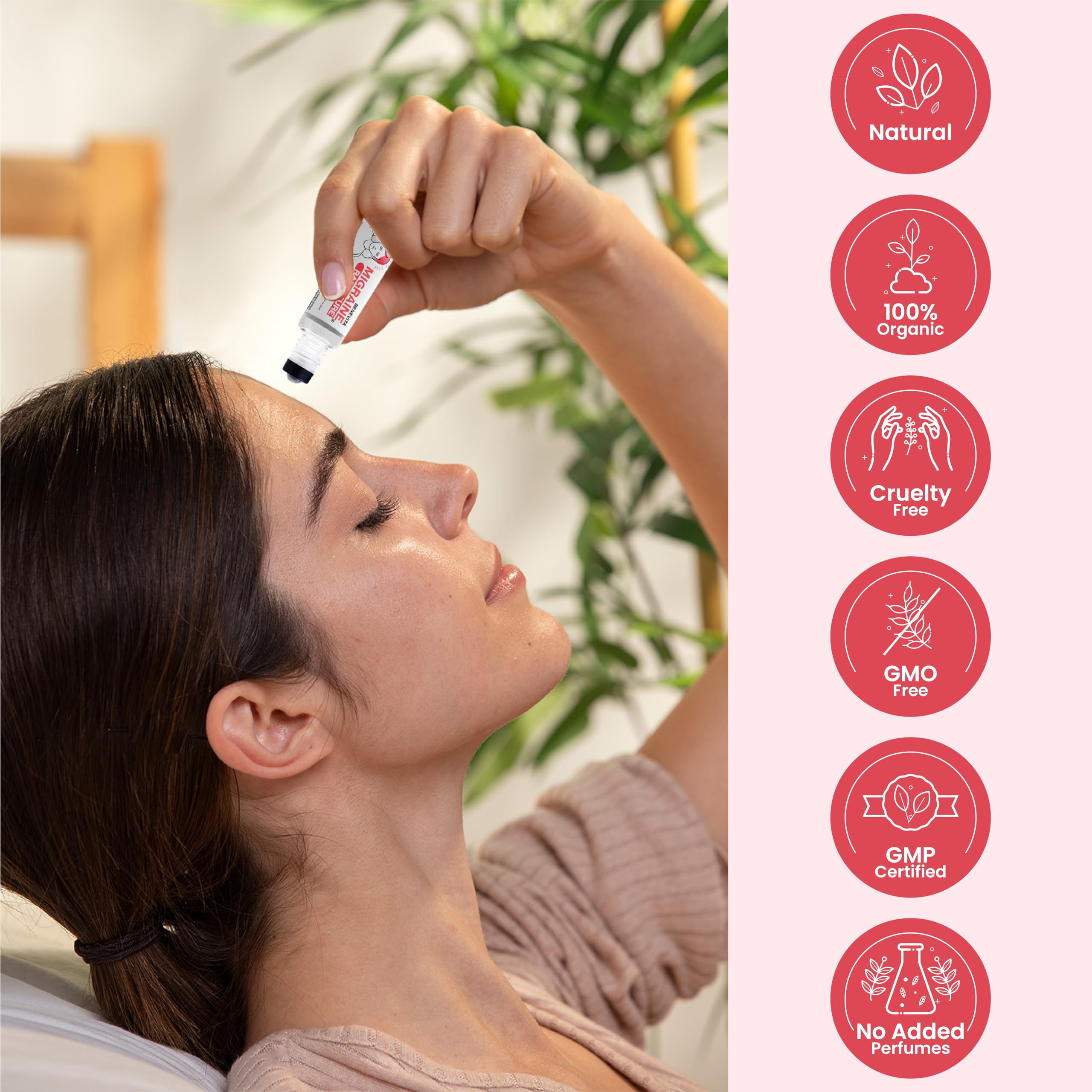 Benevita Migraine Relief Stick Roll-On – Organic, Natural, Cruelty-Free Headache Relief Roll-On – Peppermint, Spearmint, & Lavender Essential Oil Roller for Tension & Stress Benevita uk supplements