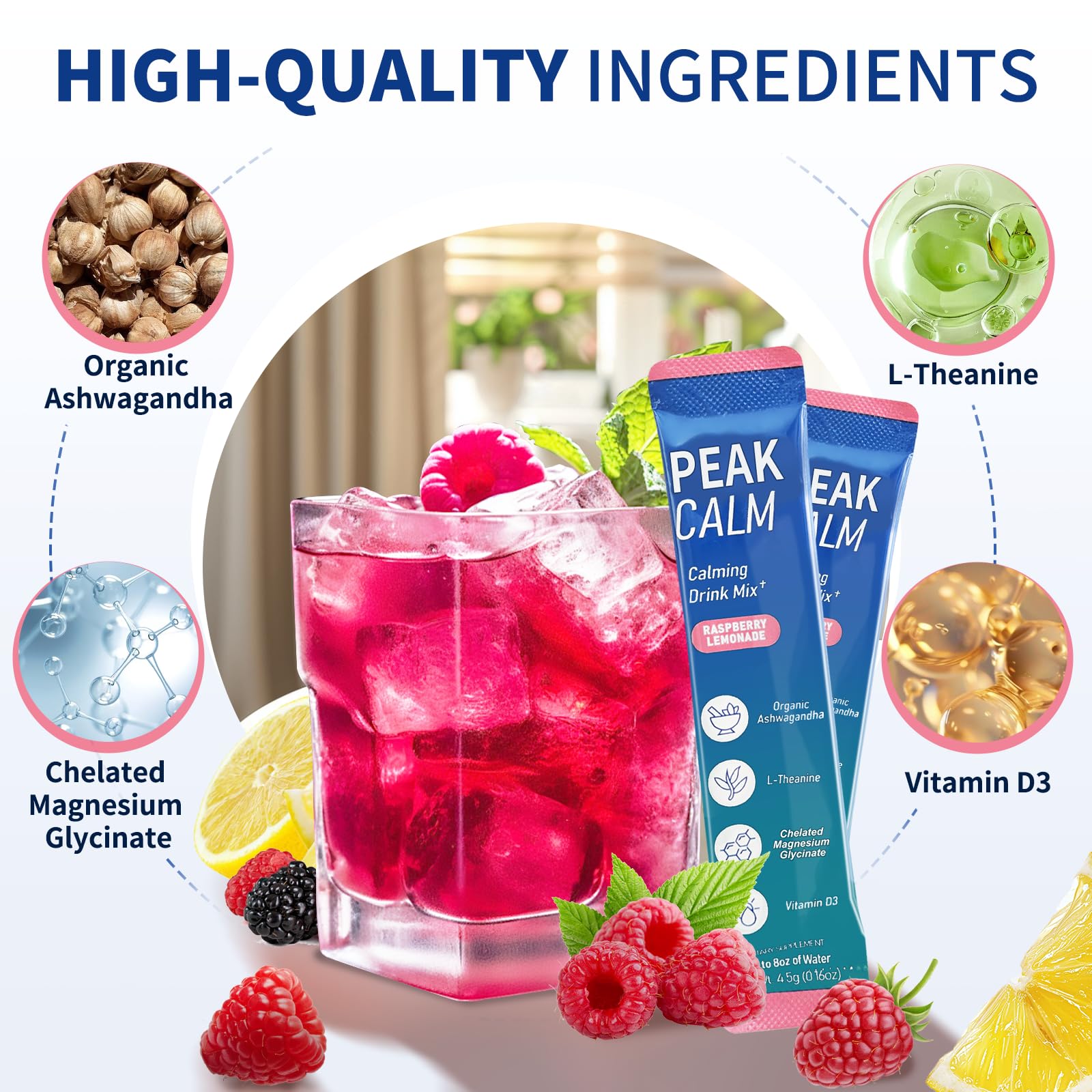 40 Count Super Cortisol Calm Drink with Magnesium Glycinate, Ashwagandha, L-Theanine & Vitamin D3 |Magnesium glycinate Powder for Relaxation, Focus & Sleep Support | Raspberry Lemonade | No Sugar OLELON uk supplements