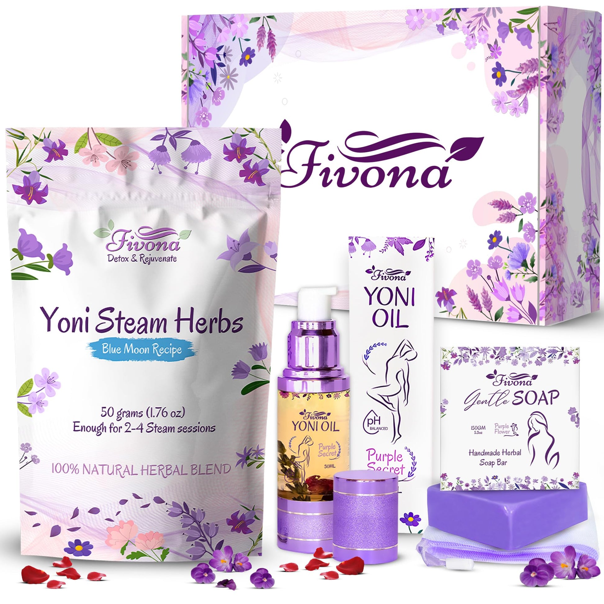 FIVONA Yoni Care Kit 3 in 1 - pH Balanced Natural Vaginal Oil 30 ml, Organic Herbal Soap 5.3 oz FIVONA uk supplements