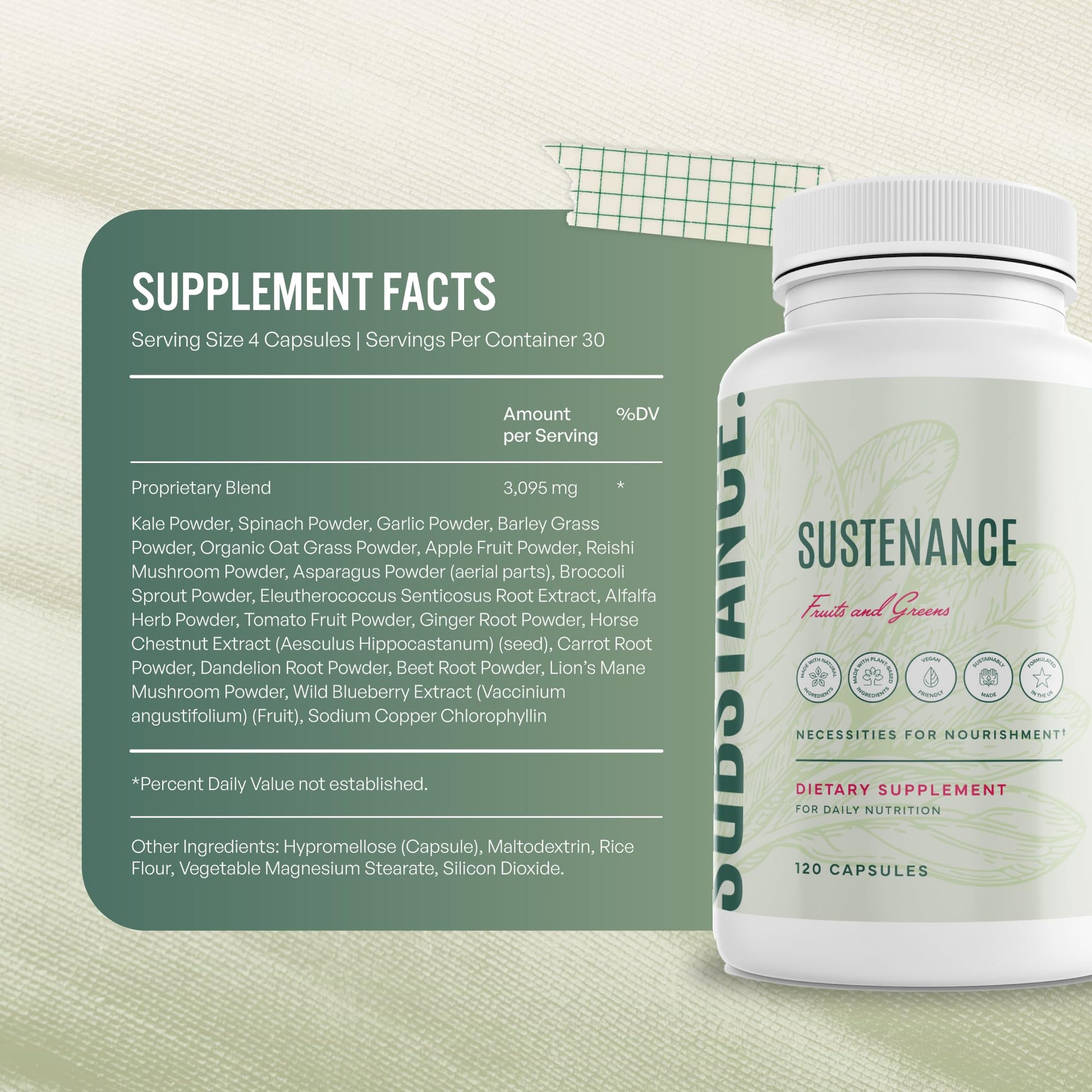 SUBSTANCE. - Nature's Sustenance Daily Greens, Daily Fruit and Veggies Supplement - Enhance Energy, Mental Clarity - Fruits and Vegetables Supplements - US Made, Vegan-Friendly - 30 Servings. SUBSTANCE. uk supplements