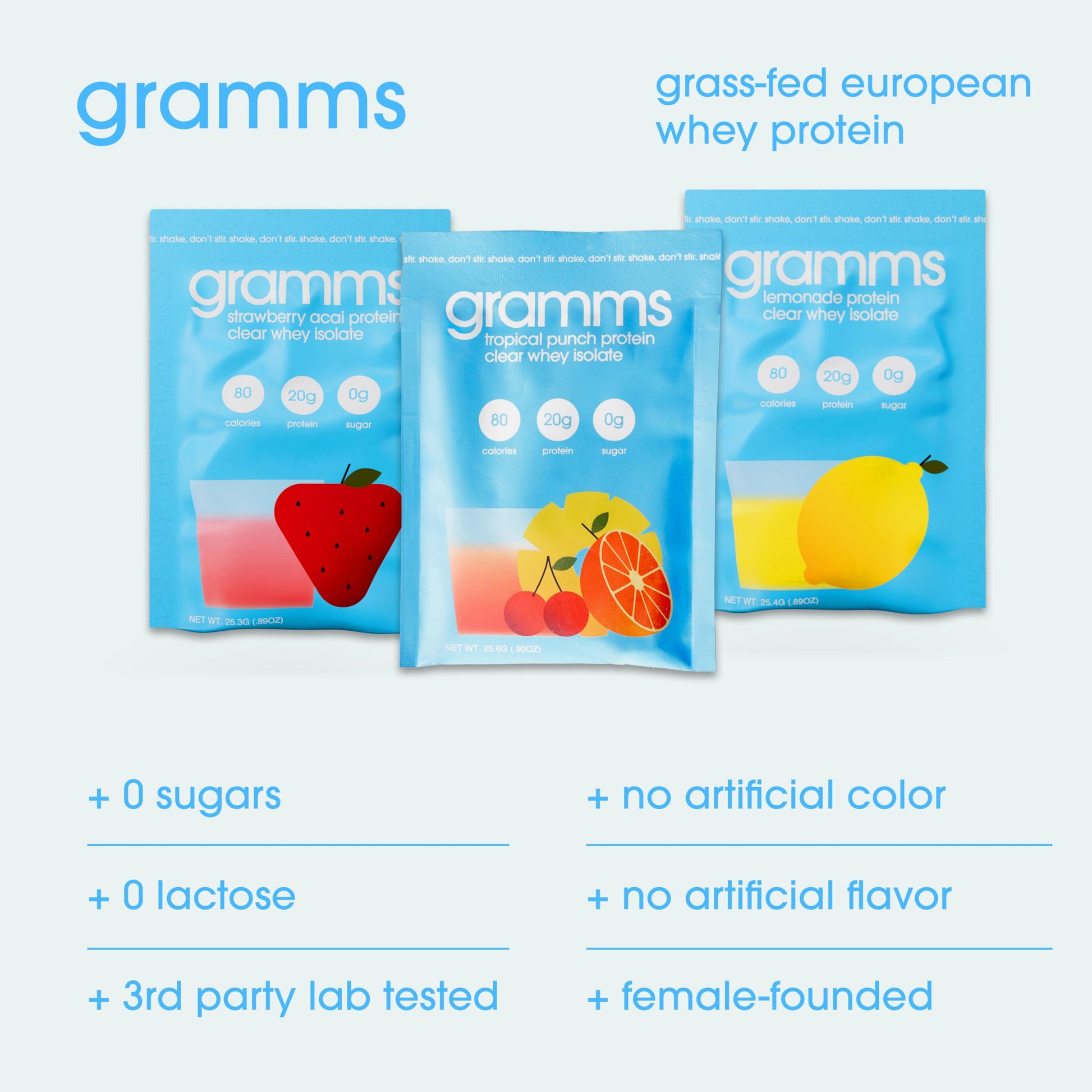 GRAMMS Clear Protein Powder Packets 20G Protein Sample Packets Variety Flavors for Women & Men | Lactose Free, Grass-Fed Whey Isolate, Gluten Free, Zero Sugar, Gut Friendly, Non-Bloating(9 Pack) GRAMMS uk supplements