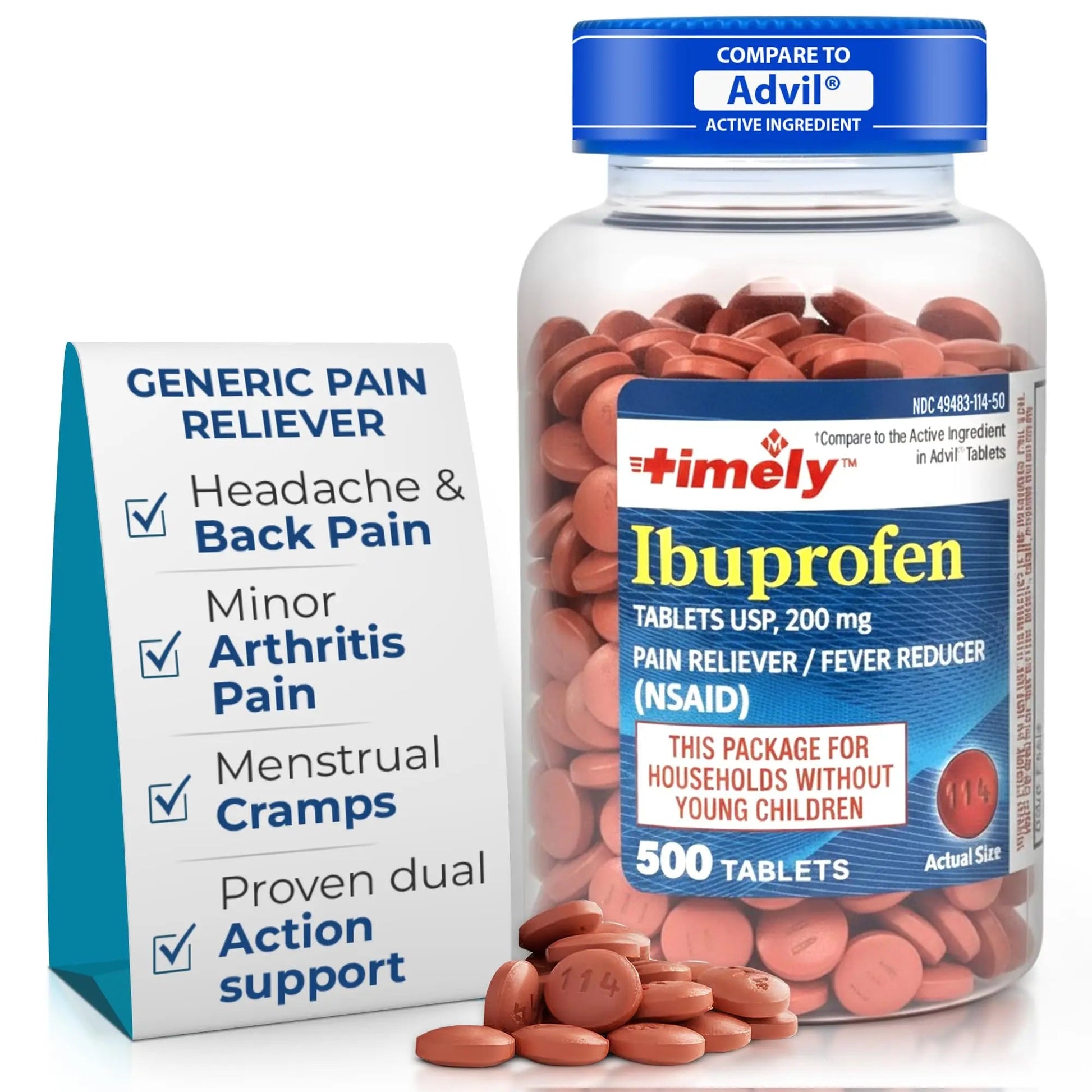 TIME-Cap Labs 500 Tablets Ibuprofen 200mg Coated - Pain Reliever & Fever Reducer (NSAID) for Adults, Helps with Headache, Back Pain, Muscle Aches, Toothaches, Menstrual Cramps & Minor Arthritis Pain TIME-CAP LABS, INC. uk supplements