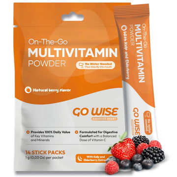 Go Wise On The Go Multivitamin Powder, 14 Vegan Daily Vitamin Packets for Men & Women, Natural Berry Flavor Go Wise uk supplements