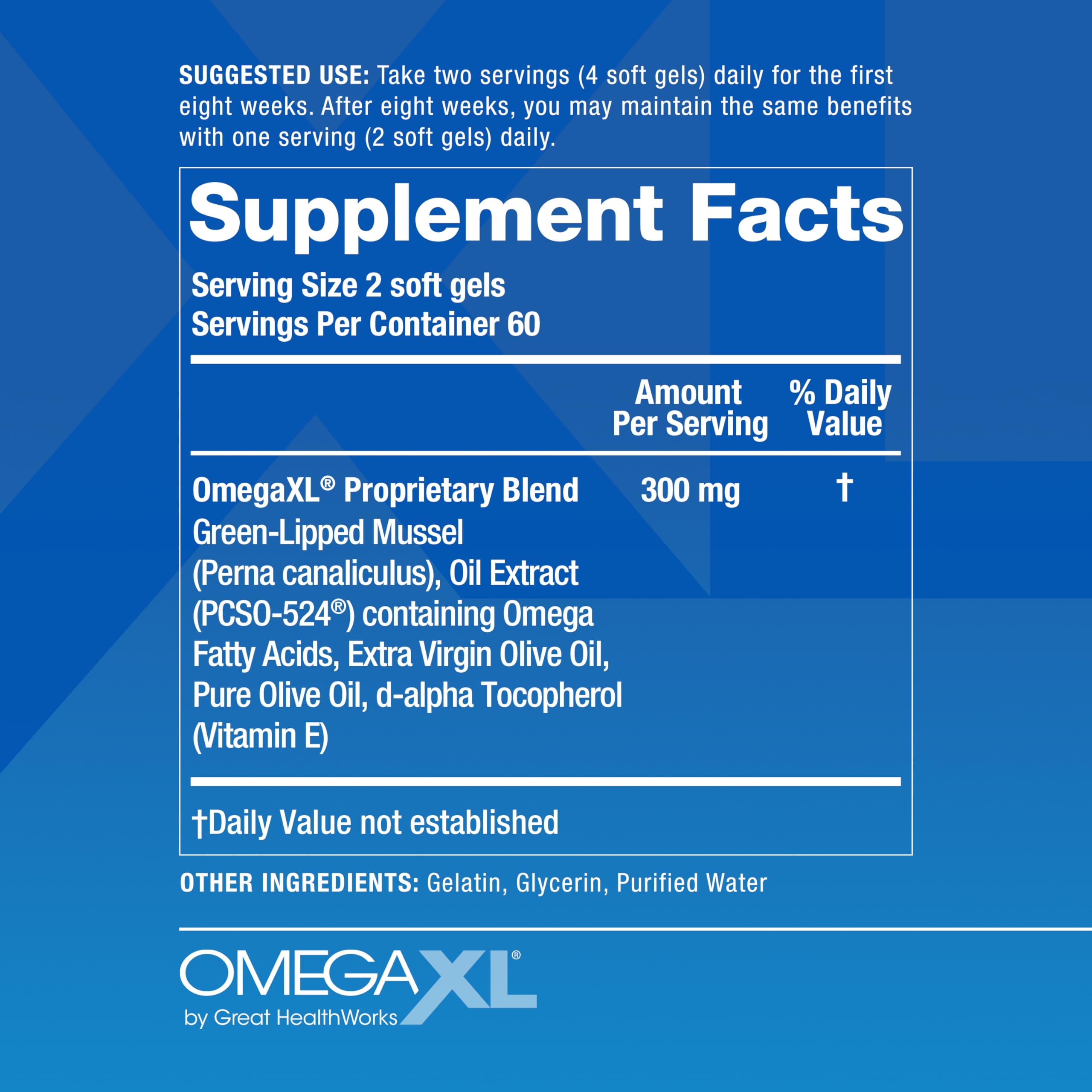 OmegaXL Joint Support Supplement - Natural Muscle Support, Green Lipped Mussel Oil, Soft Gel Pills, Drug-Free, 60 Count (2 Pack) OmegaXL uk supplements