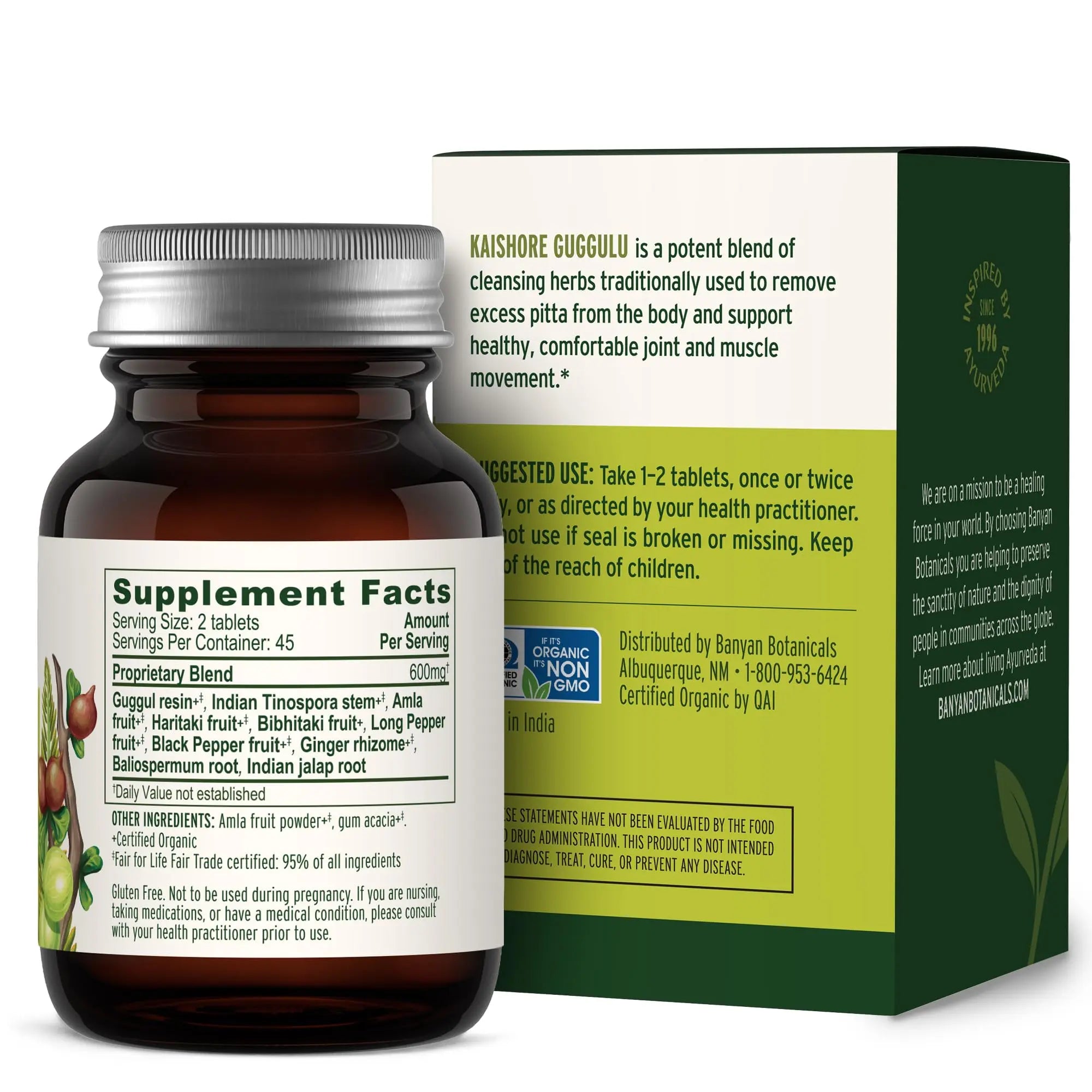 Banyan Botanicals Kaishore Guggulu – Organic Joint Support Supplement – Traditional Blend that Supports Healthy Joints, Muscles, and Connective Tissue* – 90 tablets – Non-GMO Sustainably Sourced Vegan Banyan Botanicals uk supplements