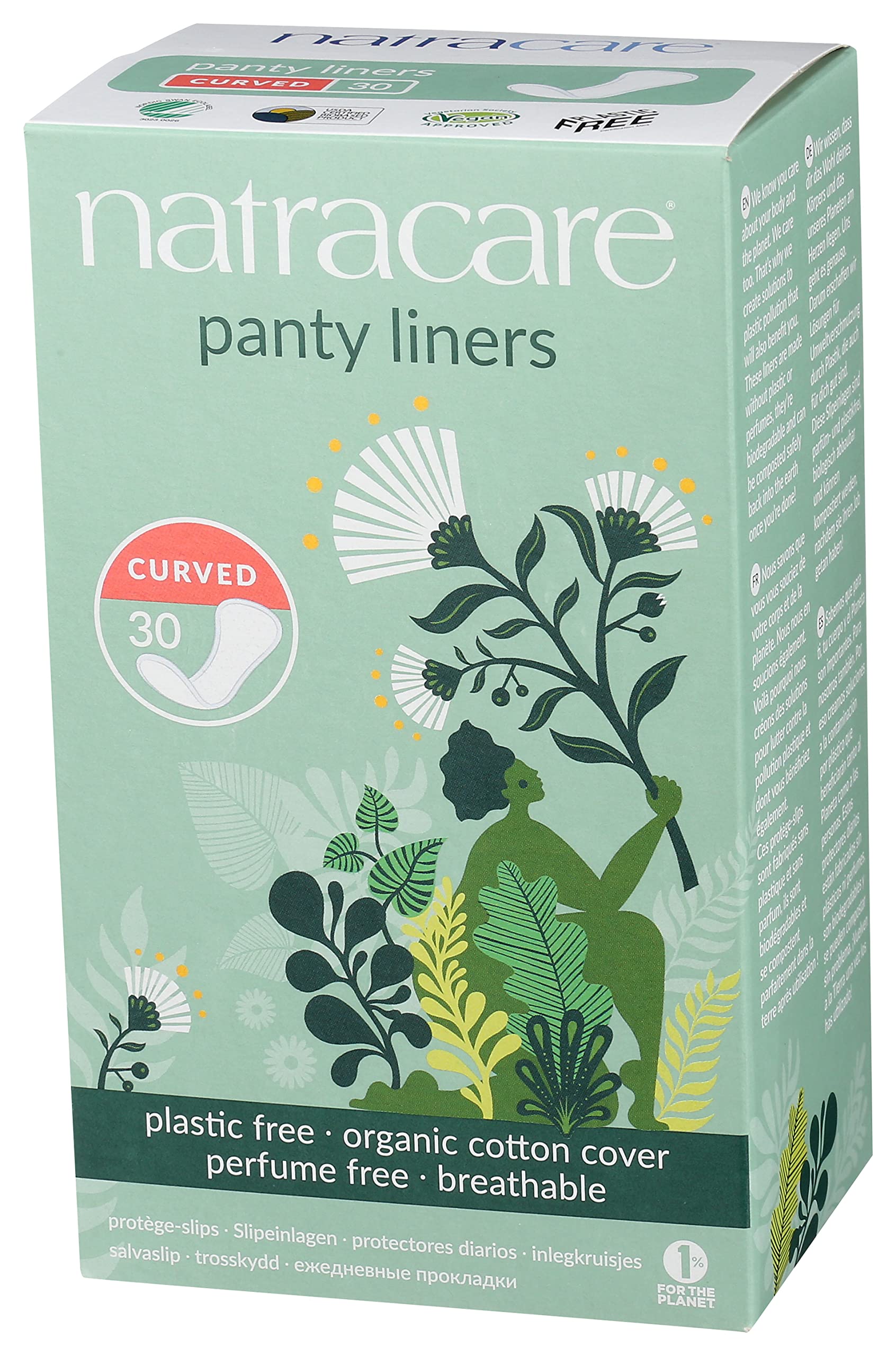Natracare Natural Organic Curved Panty Liners, with Certified Organic Cotton, Ecologically Certified NATRACARE uk supplements