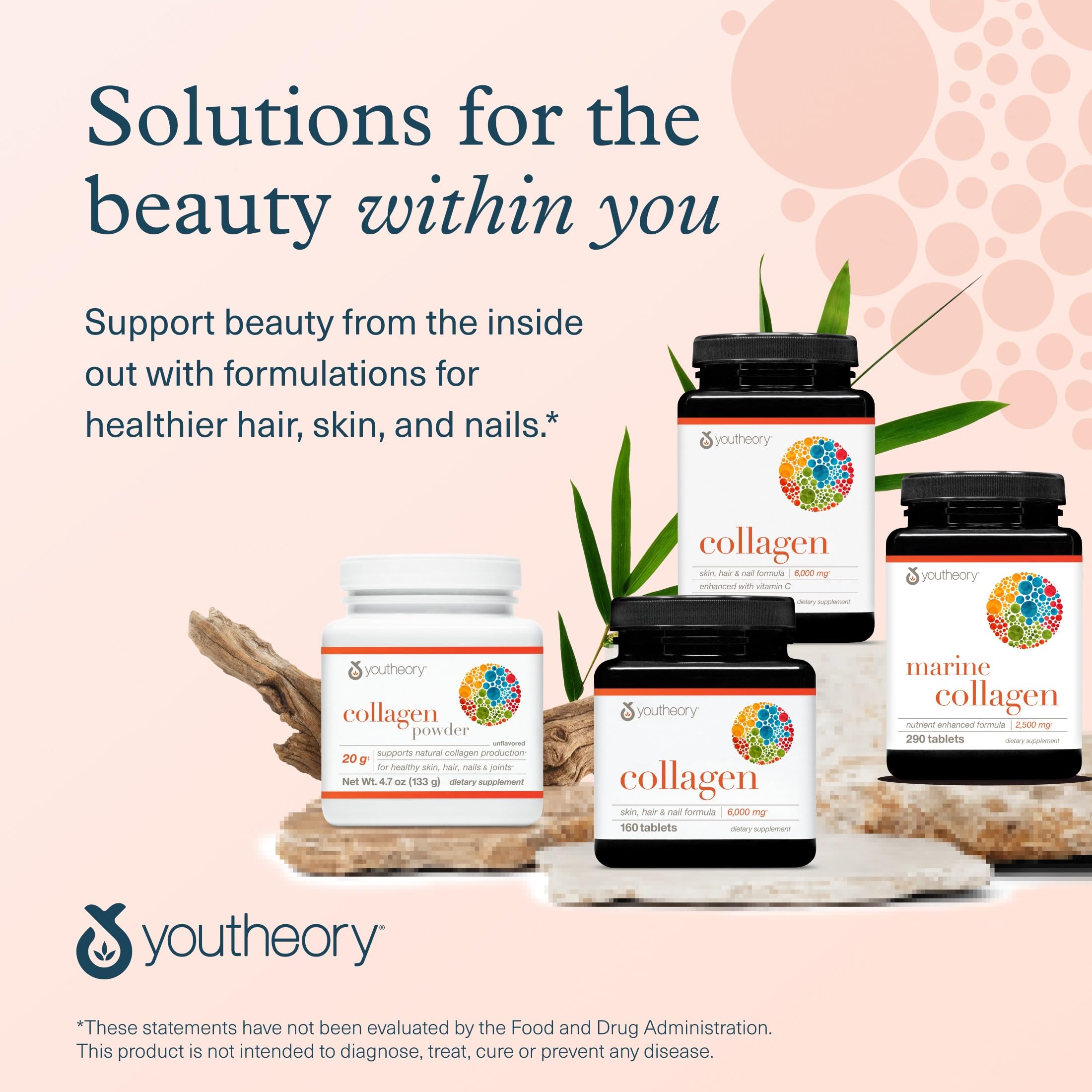 Youtheory Advanced Collagen - 6,000 mg Hydrolyzed Collagen Peptides - Includes Antioxidants & Contains Vitamin C - Hair Growth, Nails, Joint Health & Bone Support* - 290 Tablets (48-Day Supply) Youtheory uk supplements