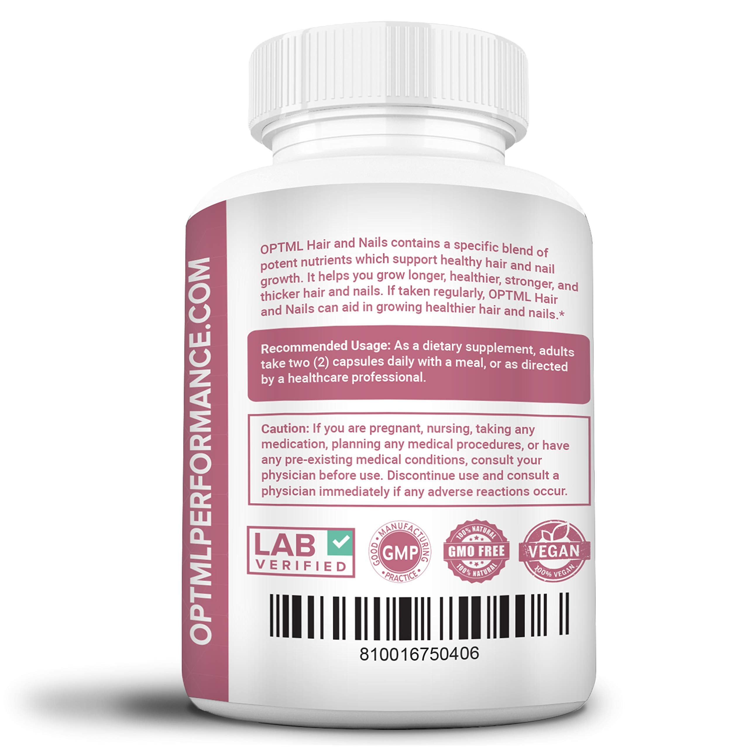 OPTML Hair and Nail Vitamins for Hair Growth and Thickness, Biotin-Infused Hair Pills, Hair Vitamins for Faster Hair Growth and Healthy Nails, for Women and Men, 60 Capsules OPTML uk supplements