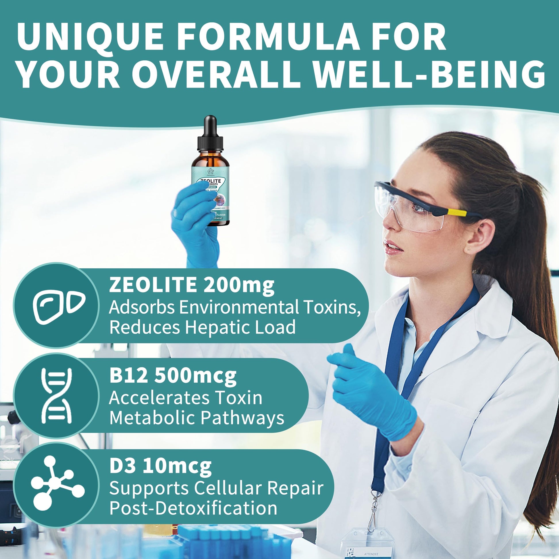 Zeolite Drops for Women,Adults and Kids- Clinoptilolite Zeolite Liquid Drops with Vitamin B12 & D3 - Heavy Metal Support, Immune Health, Natural Metabolism, Energy & Clear Skin - 30 Day Vegan Supply Herbance uk supplements