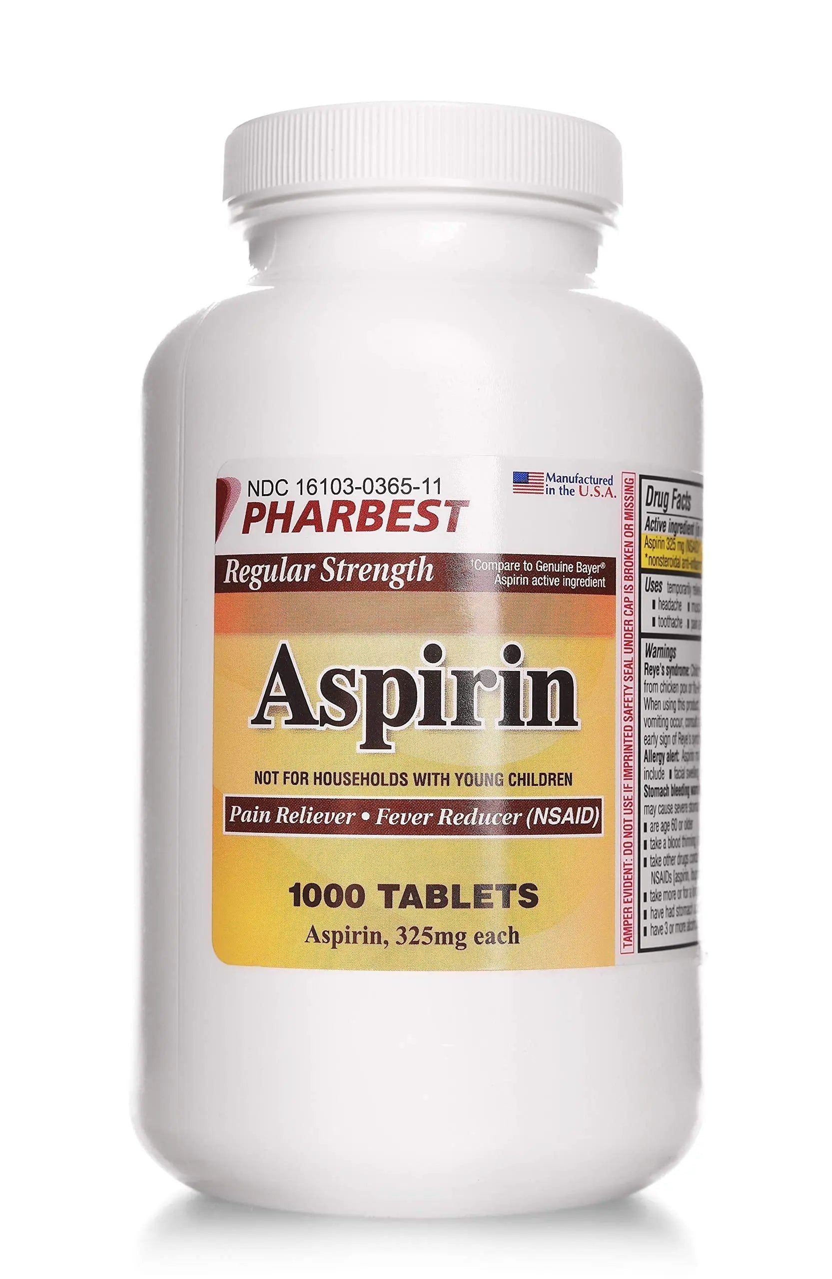 PHARBEST Aspirin 325 mg | Regular Strength | 1000 Count Uncoated Tablets PHARBEST uk supplements