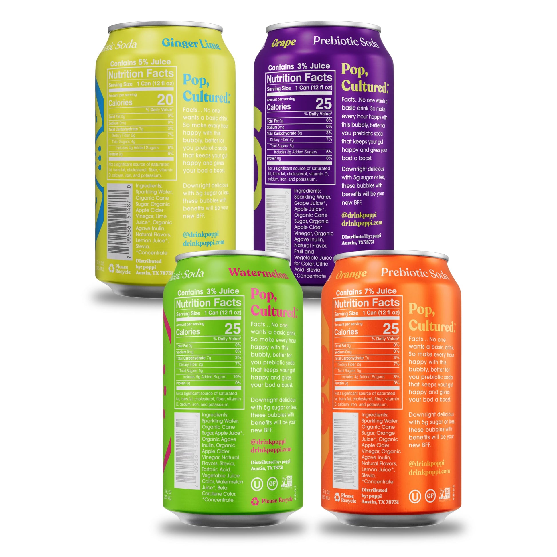 POPPI Sparkling Prebiotic Soda, Beverages w/Apple Cider Vinegar, Seltzer Water & Juice poppi uk supplements