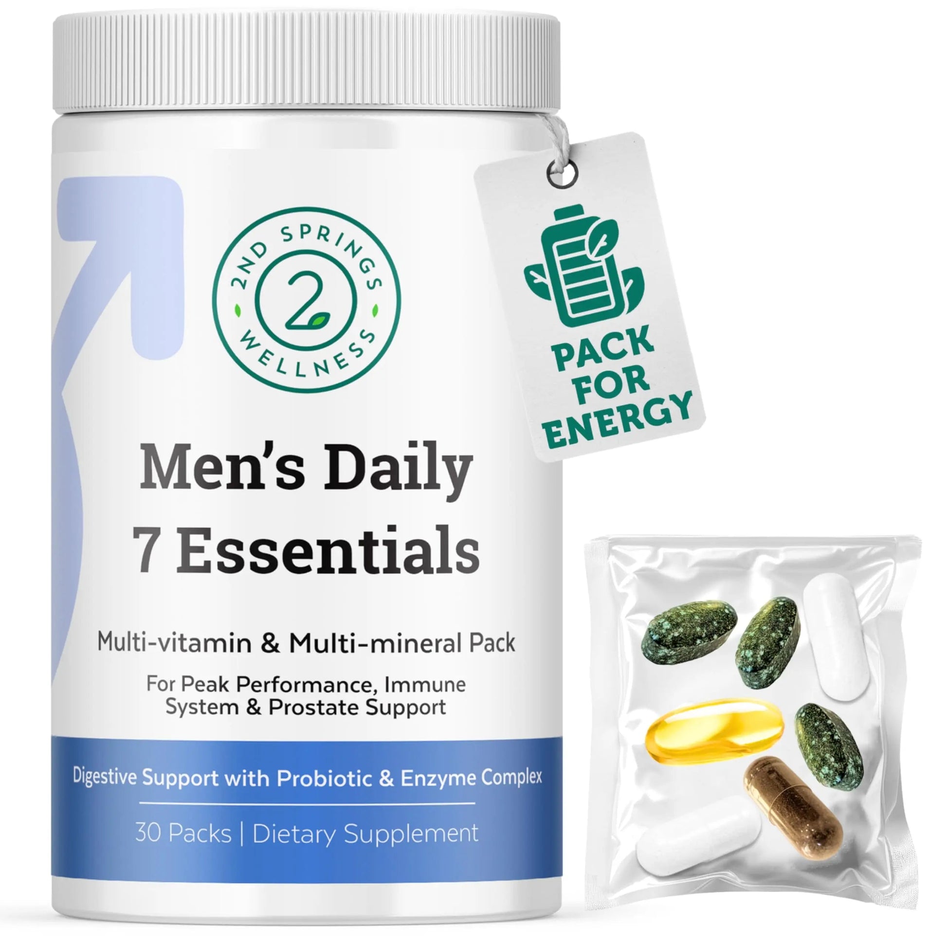 2nd Springs Daily 7 Essentials Men's Vitamin Pack - 7 Pack Adult Male Multivitamin & Multimineral Pack for Energy, Metabolism, Immune System Support 2nd Springs uk supplements