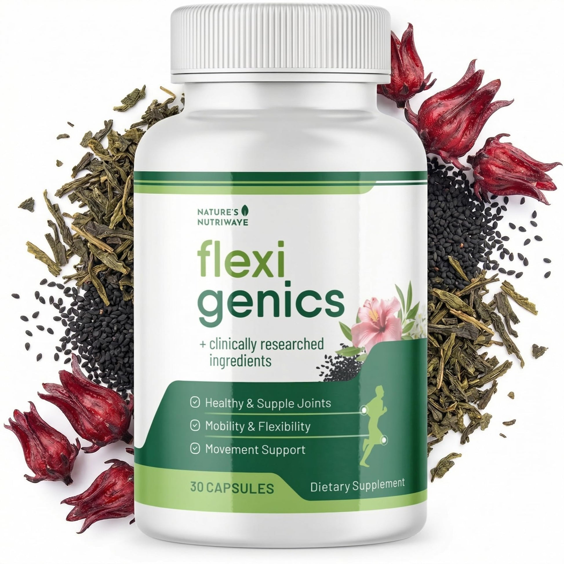 Flexigenics – Natural Support Formula with Green Tea Extract, Black Cumin Seed & Vitamin K2 – Non-GMO, Easy-to-Take – 30 Capsules, 1 Month Supply Nature’s NutriWave uk supplements