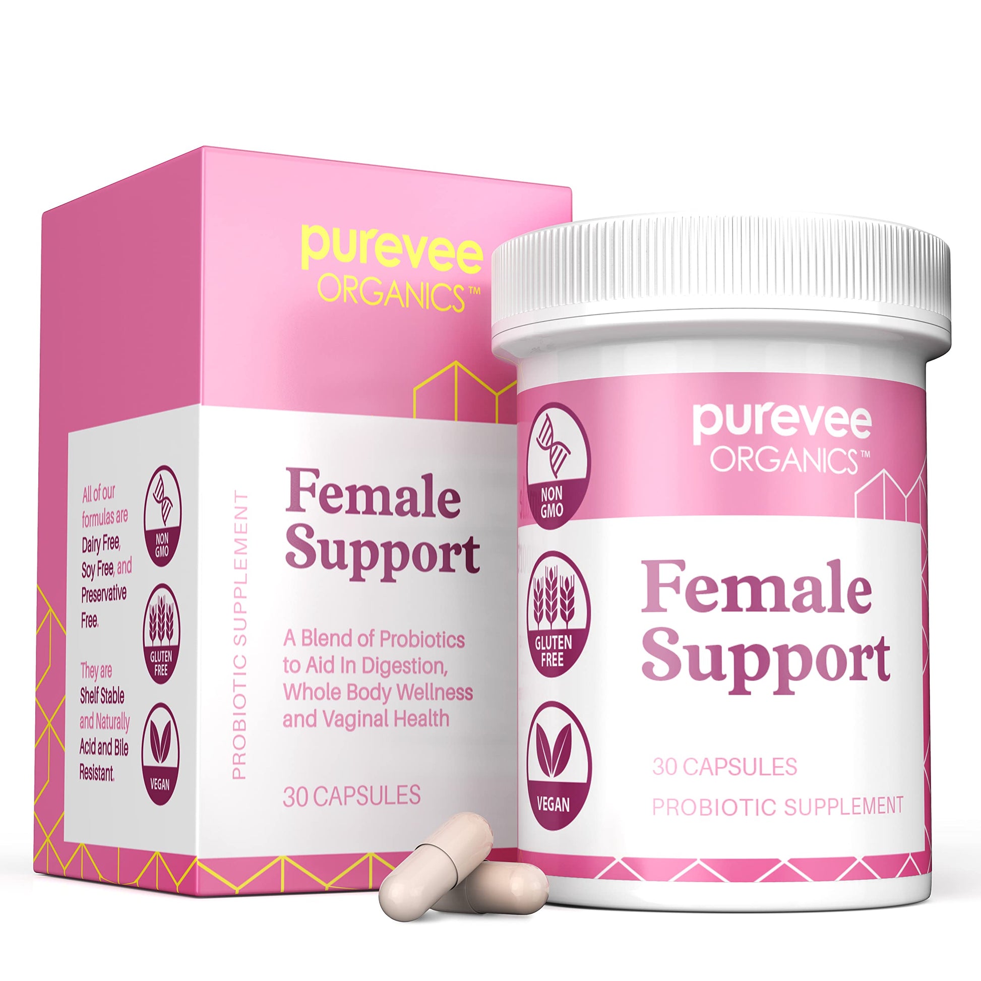 Purevee Organics Vaginal Probiotics for Women, 10 Essential Probiotic Strains, Vaginal + pH Balance Purevee Organics uk supplements