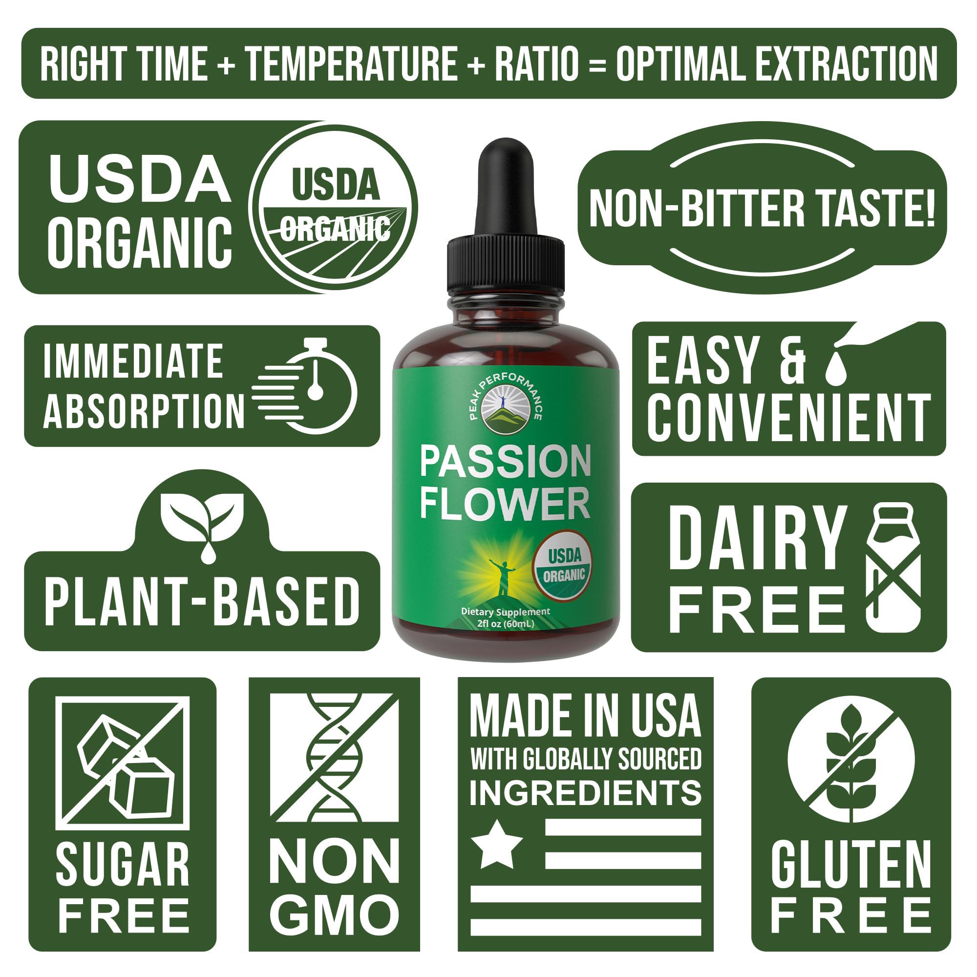 USDA Organic Passion Flower Extract Vegan Liquid Drops with High Bioavailability for Women and Men. Organic Passionflower Supplement with Zero Sugar and Gluten Free. for Calm, Relaxation Support. Peak Performance uk supplements