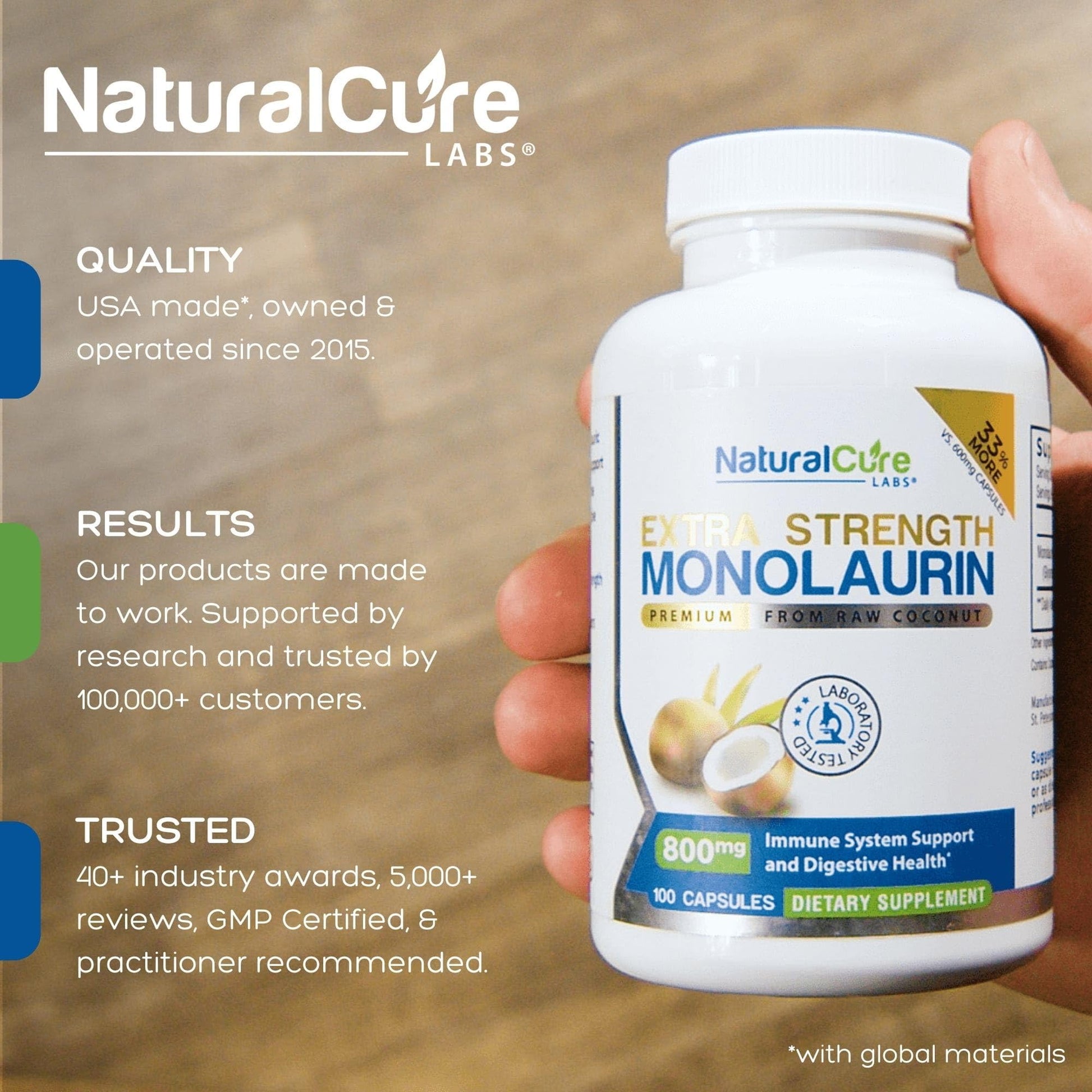 Extra Strength Stack: Monolaurin 800mg + Clean L-Lysine 600mg + Andrographis, Advanced Immune Support Routine Bundle Natural Cure Labs uk supplements