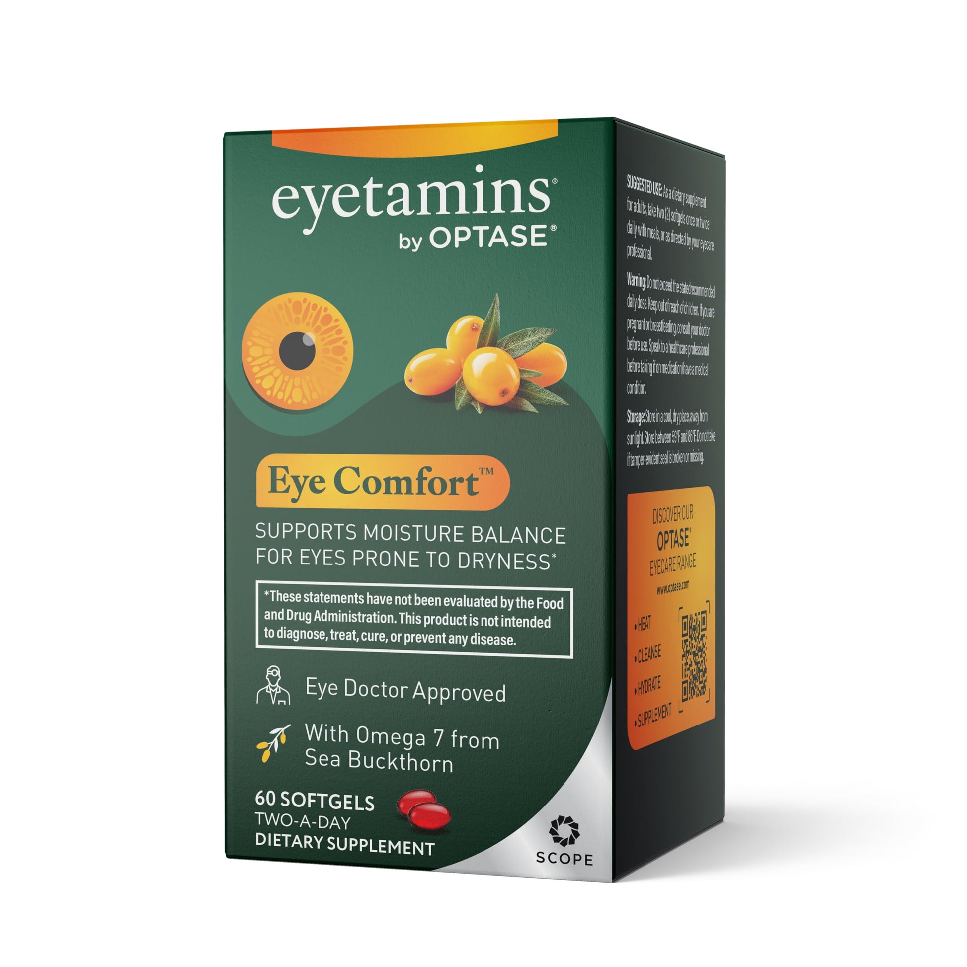 eyetamins® by OPTASE® Eye Comfort™ - 60 Softgels - Eye Doctor Recommended - an Omega-Based Eye Supplement formulated to Support Moisture Balance and Eye Comfort from Within. Plant Based Soft gels. eyetamins uk supplements