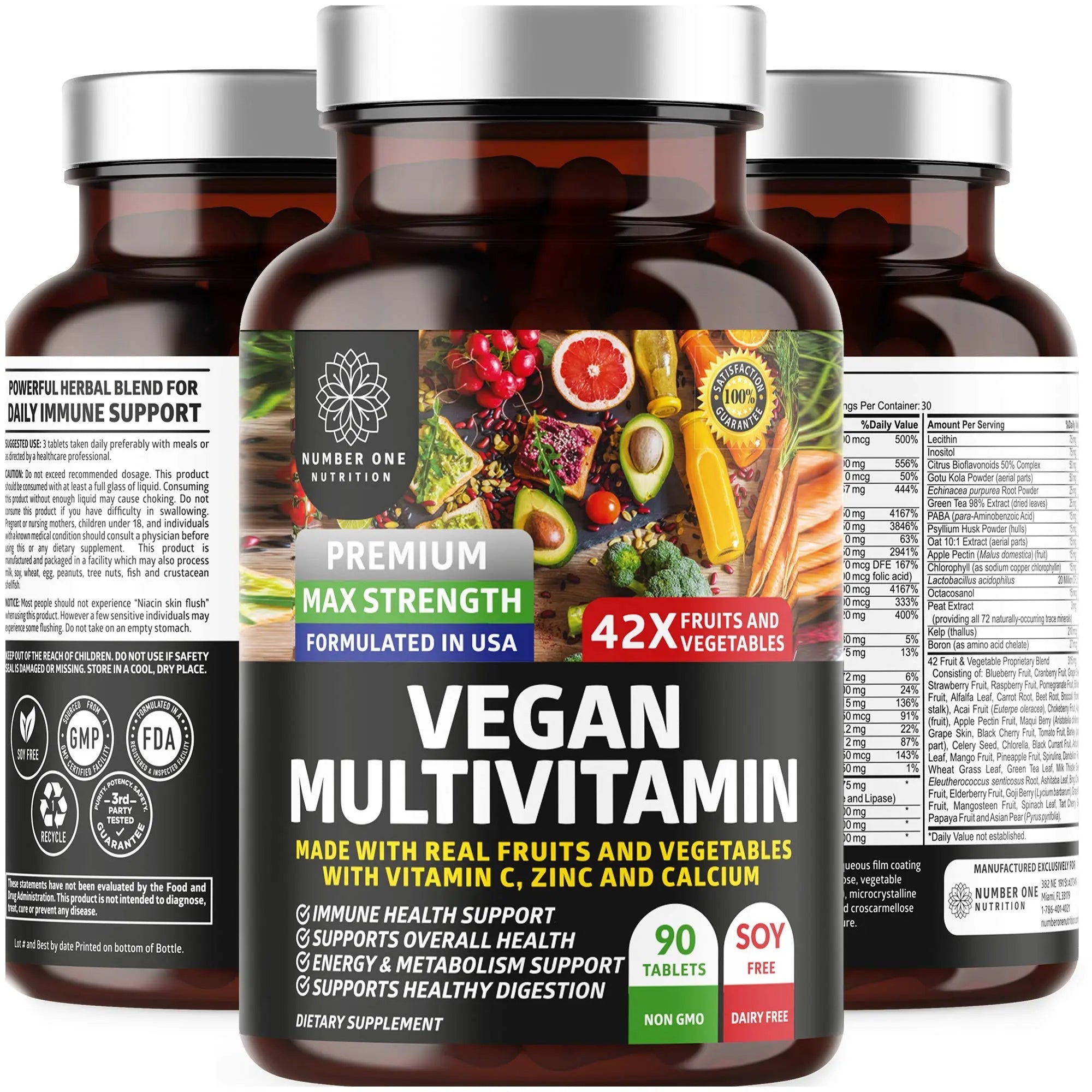 N1N Premium Plant Based Multivitamin [42 Powerful Ingredients] Men & Women Daily Multivitamins with Raw Veggies and Fruits, Probiotics Number One Nutrition uk supplements