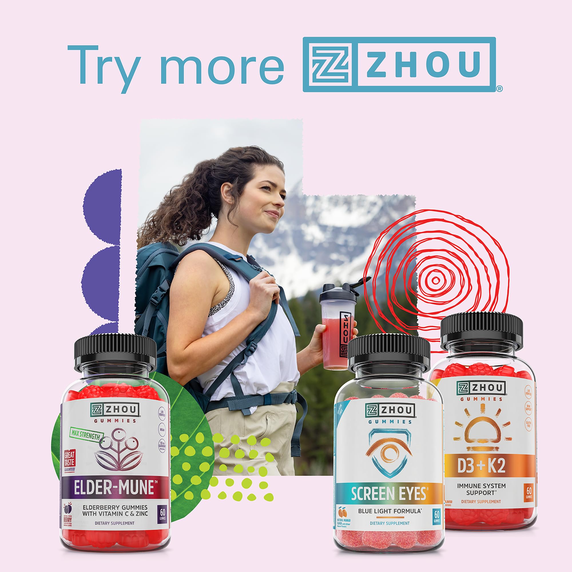 Zhou Screen Eyes Gummies - Lutein Gummies for Eye Health, Lutein and Zeaxanthin for Adults & Kids, Supports Eyesight, Blue Light Vision Health Formula - 60 Count ZHOU uk supplements