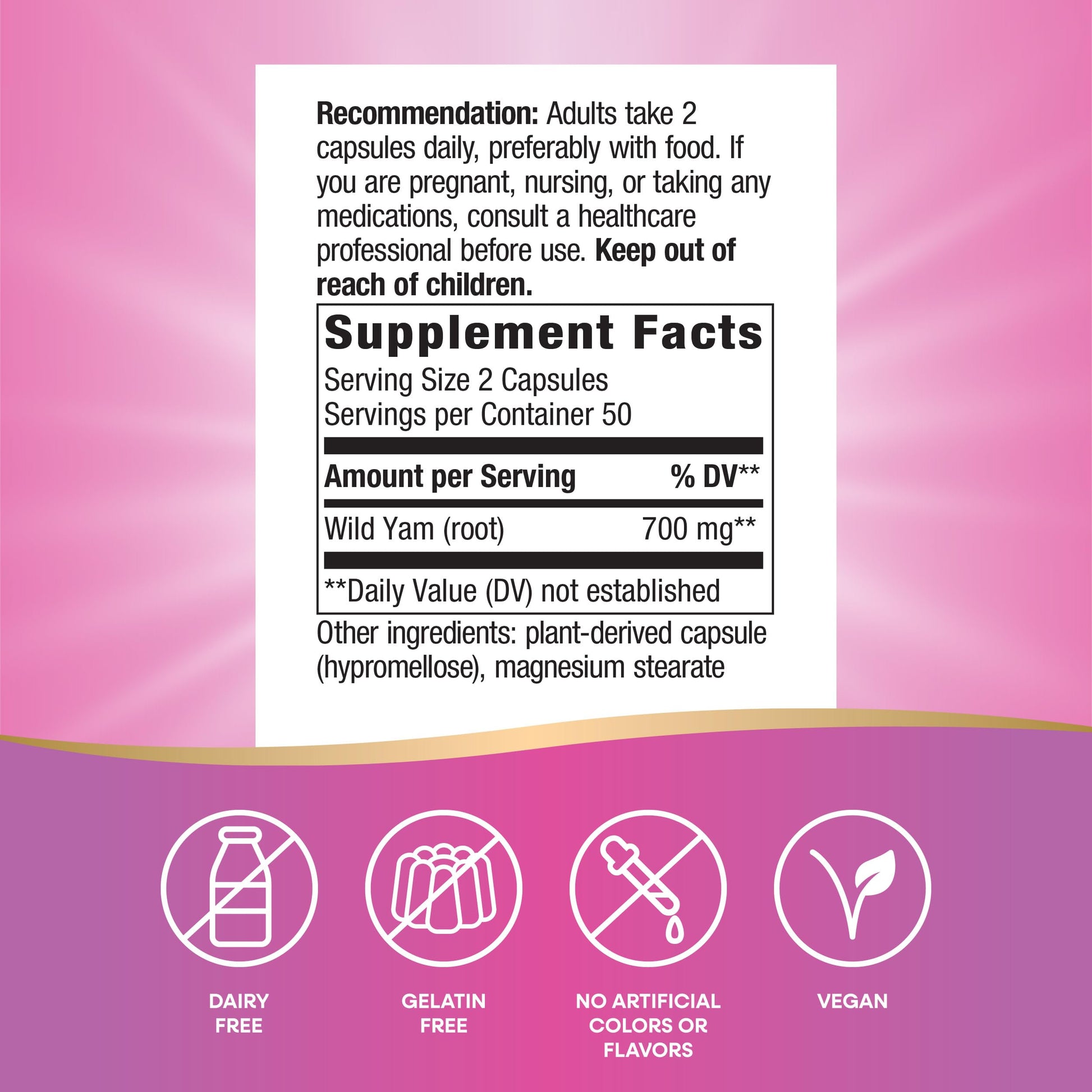 Nature's Way Wild Yam Root Capsules, Women's Traditional Health Support*, 700 mg per 2-Capsule Serving, Non-GMO Project Verified, 100 Vegan Capsules (Packaging May Vary) Nature's Way uk supplements