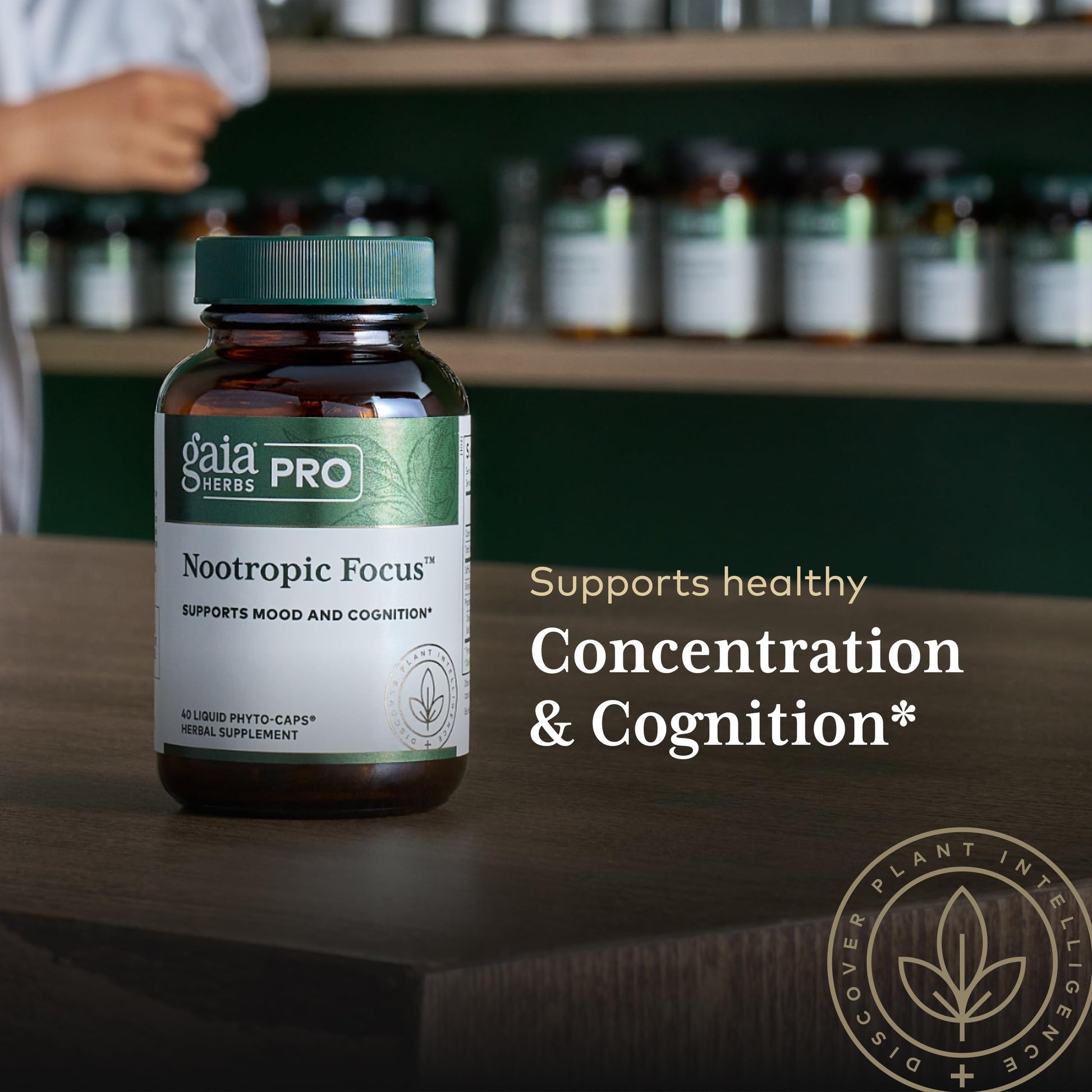 GAIA HERBS PRO Nootropic Focus - Brain Health Support Supplement* - Nootropic Supplement with Saffron, Ginkgo Leaf Extract & Lemon Balm - Vegan, Gluten-Free - 40 Liquid Phyto-Caps (20 Servings) Gaia Herbs PRO uk supplements
