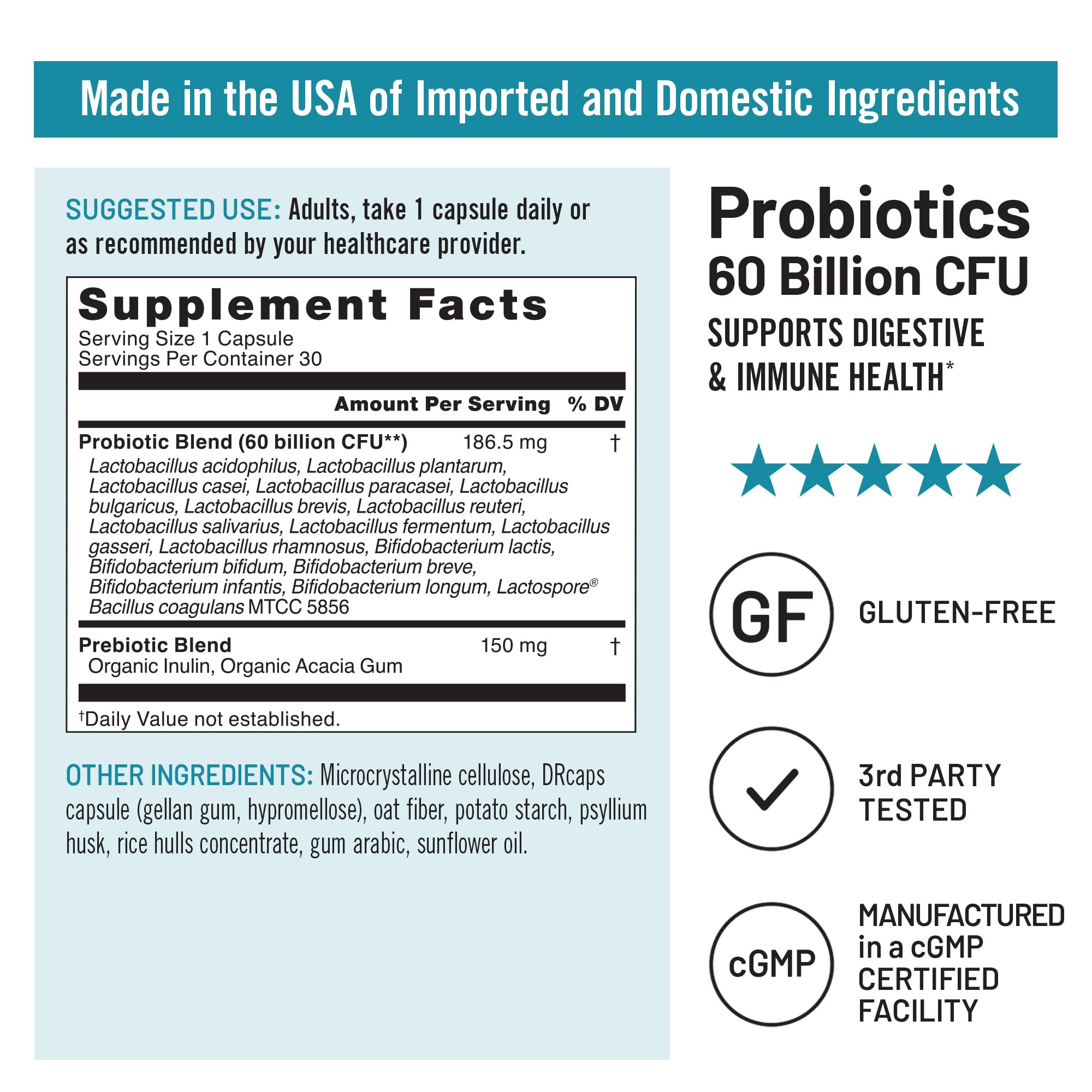NatureWise Probiotics 60 Billion CFU - 17 Strains + Organic Prebiotics - Immune, Digestive & Gut Health Support for Women & Men - Vegetarian, Gluten-Free, Non-GMO - 30 Capsules[1-Month Supply] NatureWise uk supplements