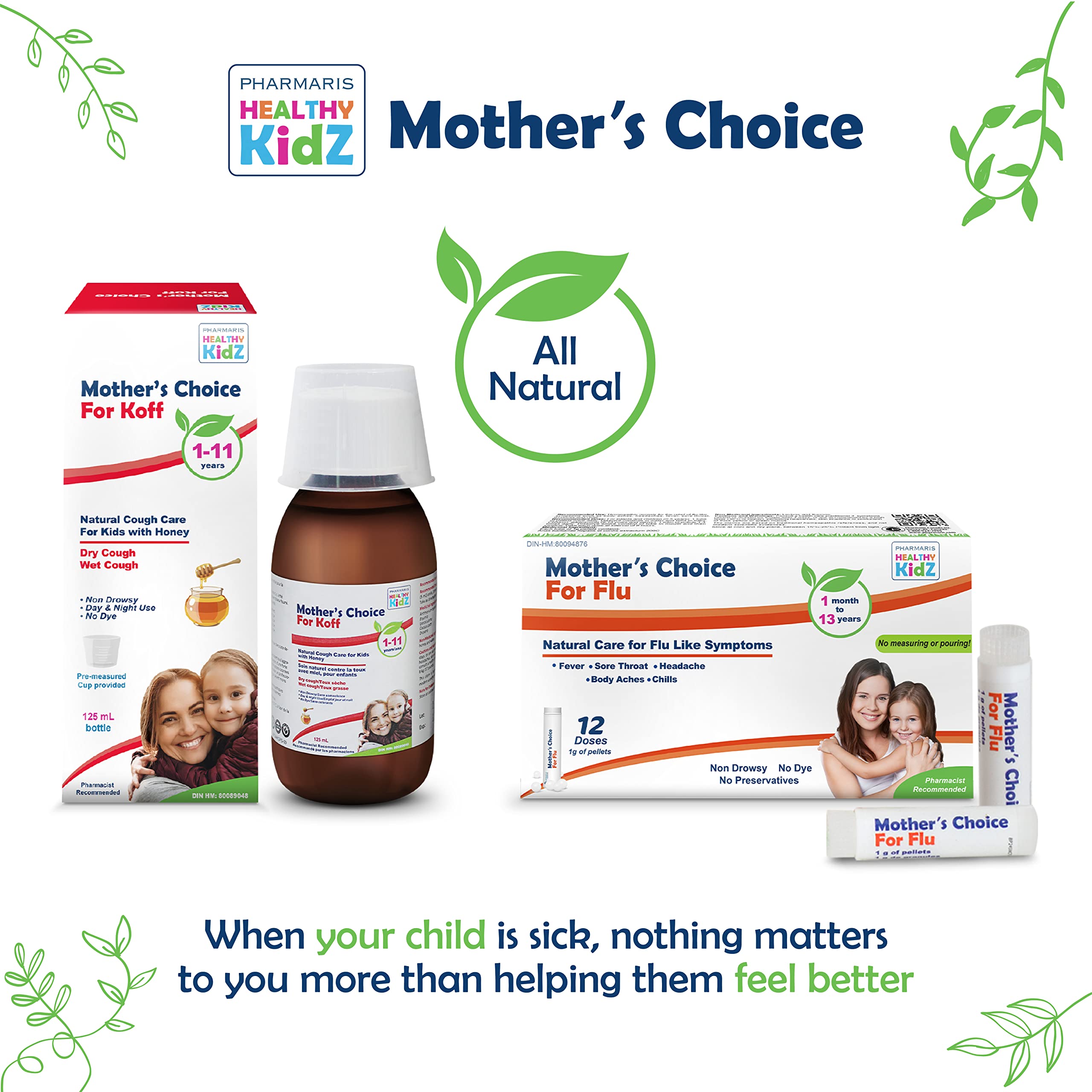 Mother’s Choice for Koff, for Dry and Wet Cough, Natural Cough Care for Kids with Honey, 125 ml PHARMARIS HEALTHY KIDZ MOTHER'S CHOICE uk supplements