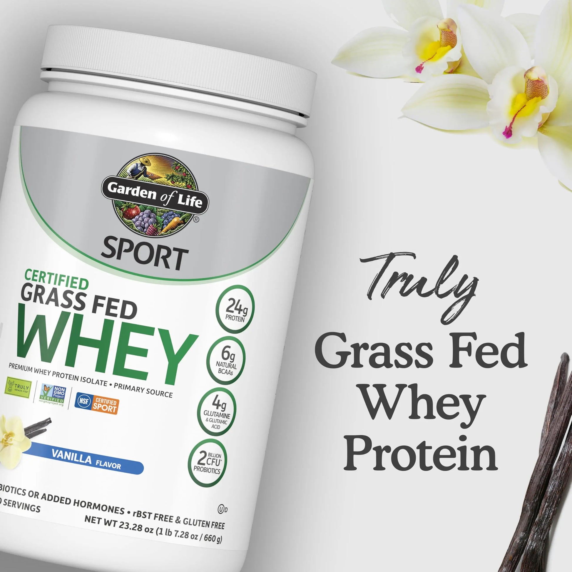 Garden of Life Sport Grass Fed Whey Protein Powder – 24g Whey Protein Isolate for Women & Men with Probiotics & Glutamine, Non-GMO, Gluten-Free, Cold-Processed, Vanilla Flavor, 20 Servings Garden of Life uk supplements