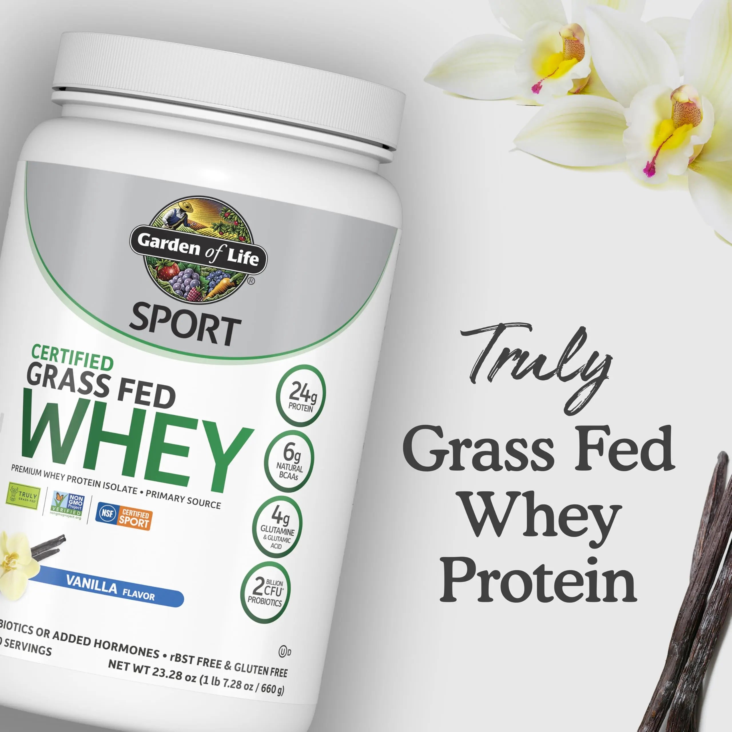 Garden of Life Sport Grass Fed Whey Protein Powder – 24g Whey Protein Isolate for Women & Men with Probiotics & Glutamine, Non-GMO, Gluten-Free, Cold-Processed, Vanilla Flavor, 20 Servings Garden of Life uk supplements