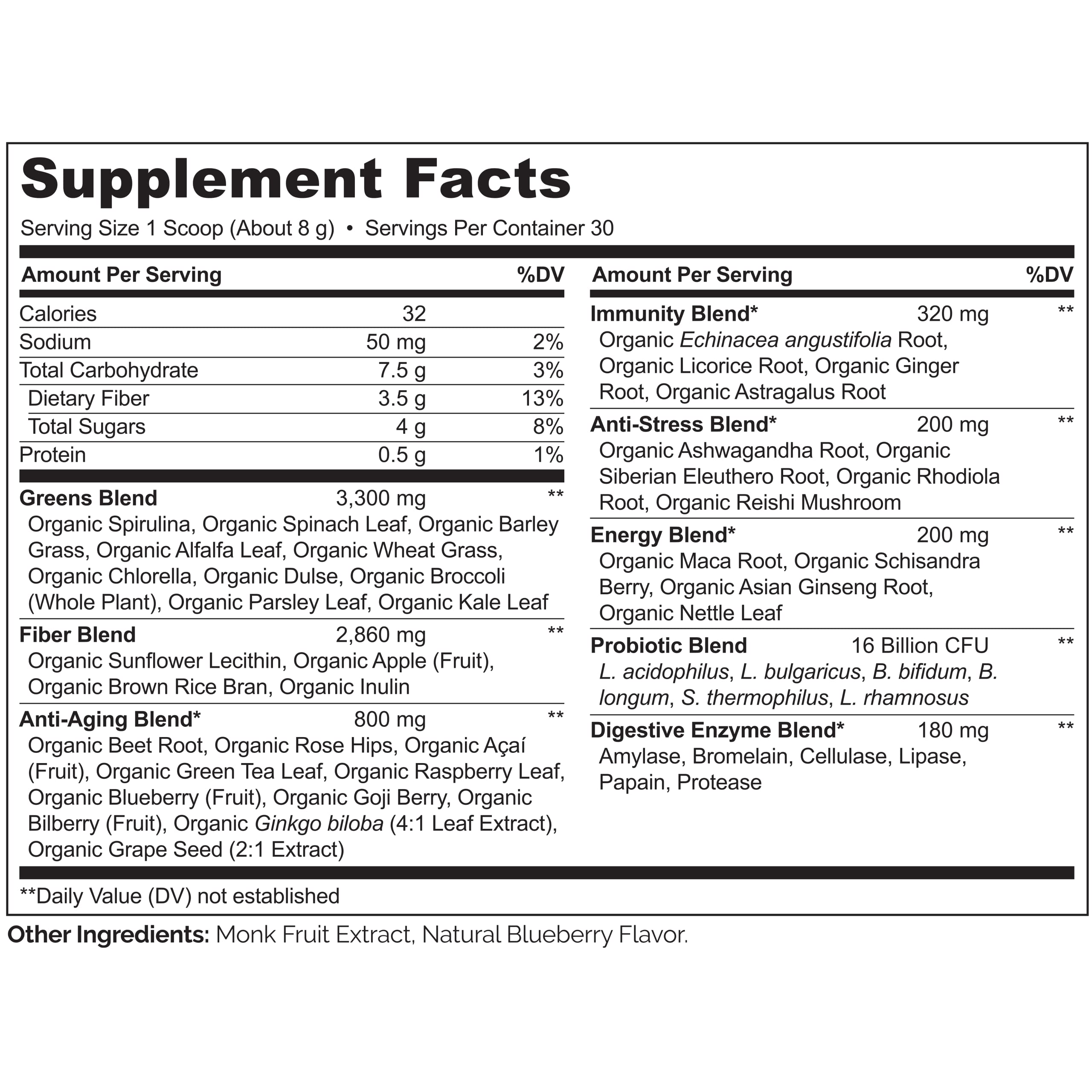 NATURELO Raw Greens Superfood Powder - Wild Berry Flavor - Boost Ener NATURELO uk supplements