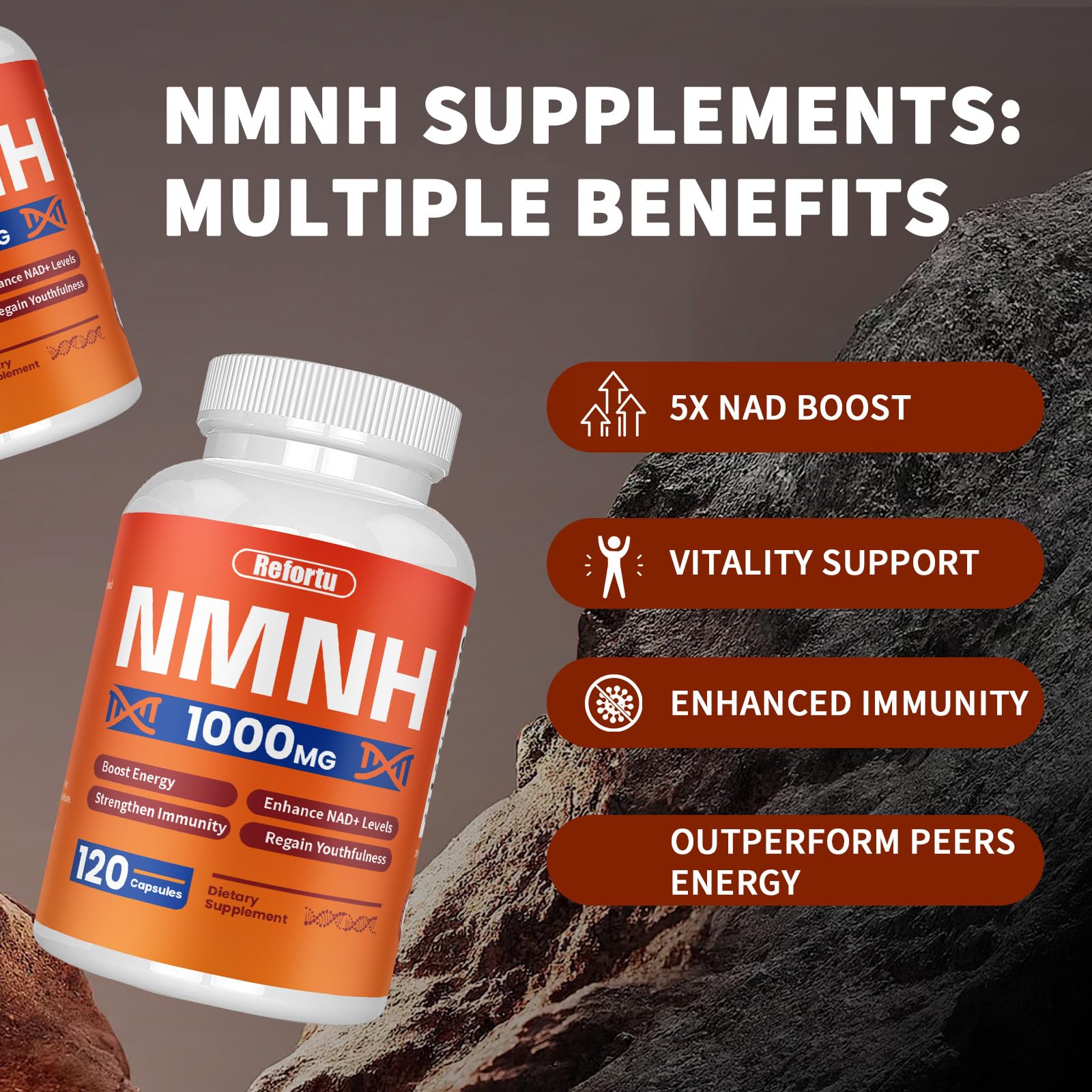 NMNH Supplement(Dihydronicotinamide Mononucleotide),Nicotinamide Mononucleotide for NAD+ Booster,1000mg per Serving,Supports Energy & Overall Health,120 Capsules Refortu uk supplements