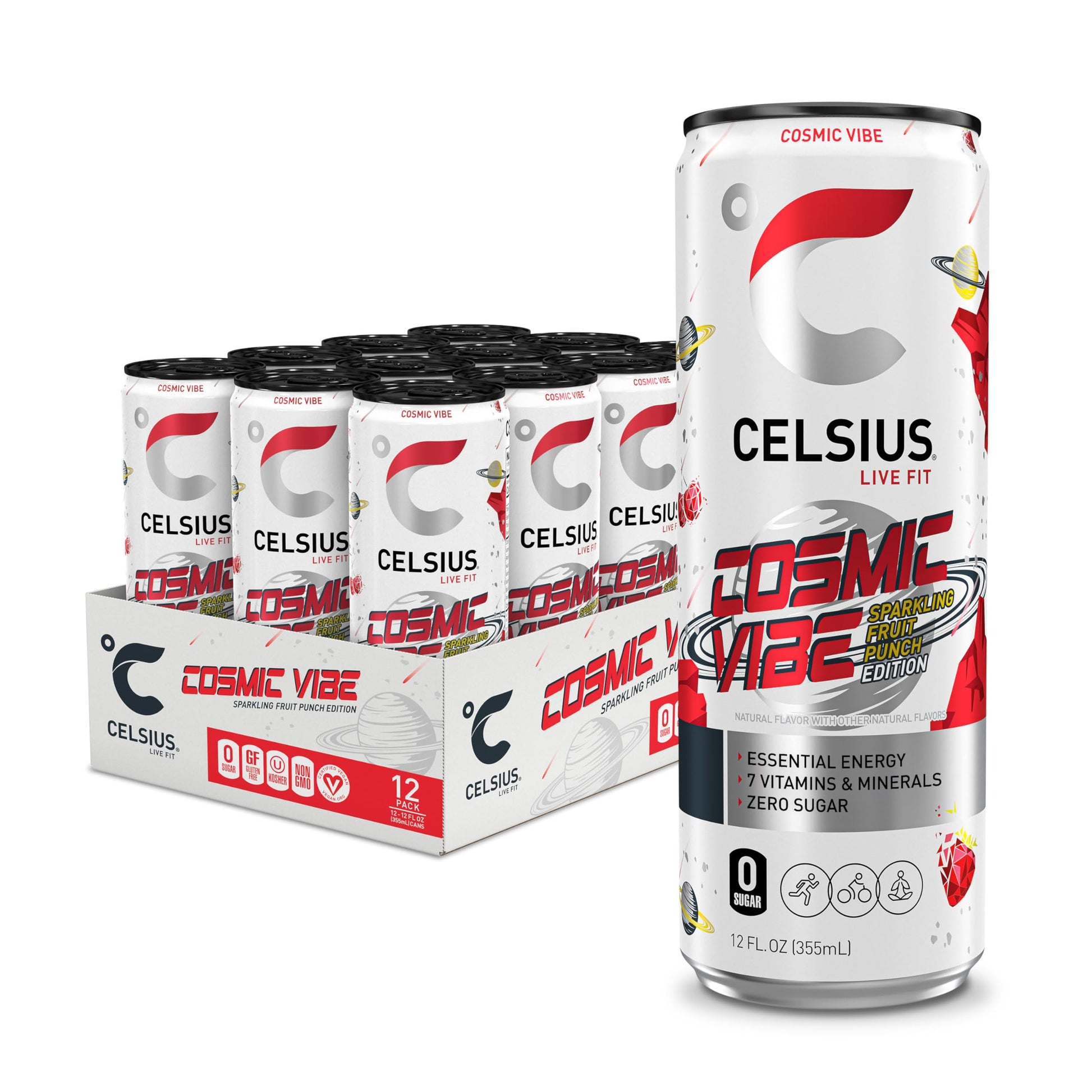 CELSIUS Sparkling Cosmic Vibe, Functional Essential Energy Drink 12 Fl Oz (Pack of 12) CELSIUS uk supplements
