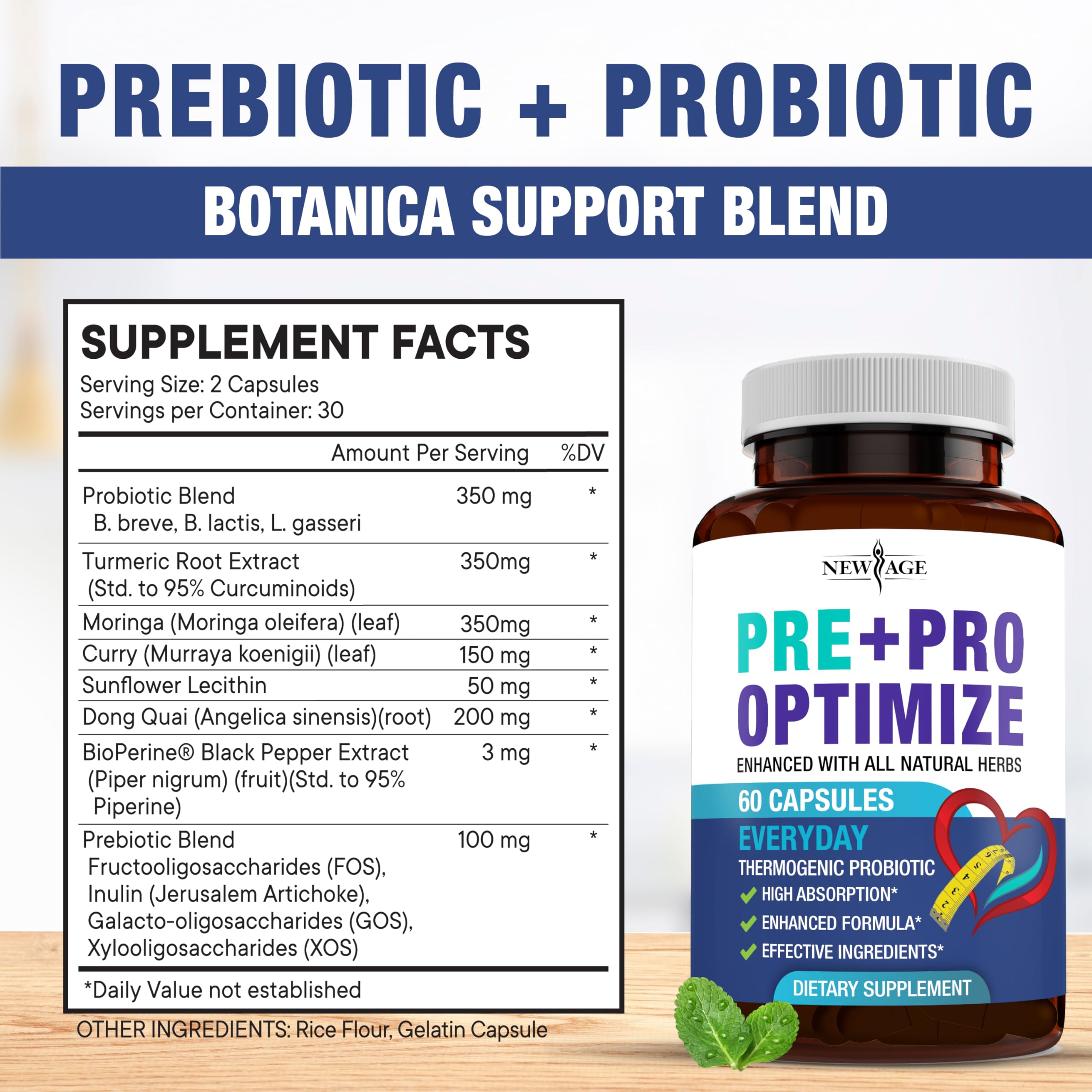 Pro Optimize Probiotics for Women, Menopause, 70 Billion CFU, Digestive Health - Relief for Bloating, Hot Flashes, Joint Support, Night Sweats - Gut Health & Metabolism - Dong Quai (120 (Pack of 2)) NEW AGE uk supplements