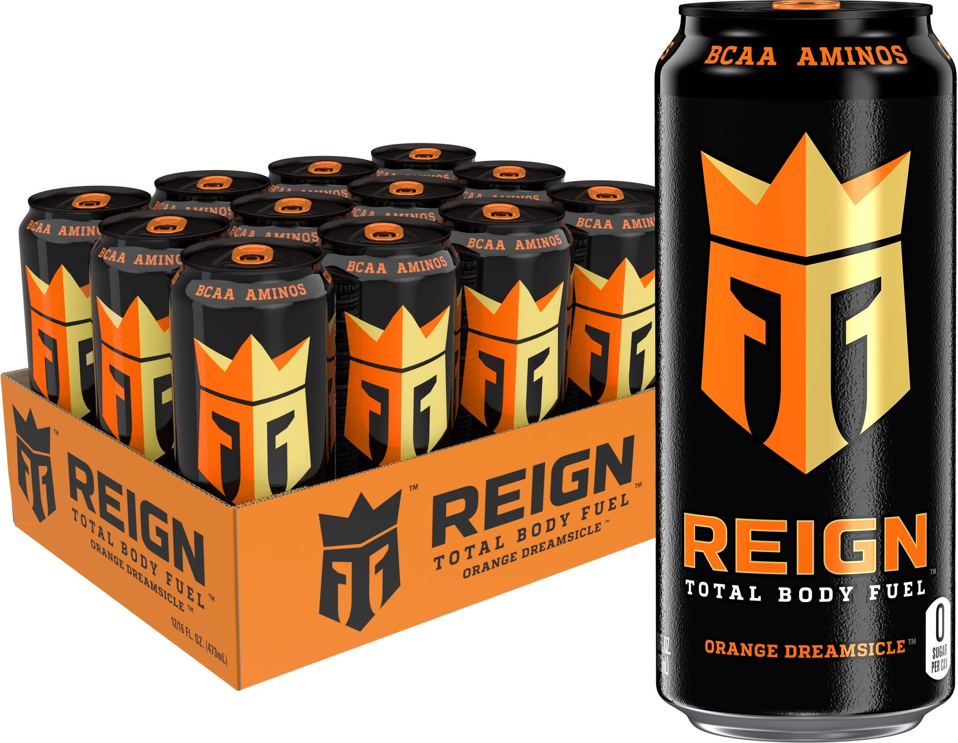 Reign Total Body Fuel, Orange Dreamsicle, Fitness & Performance Drink, 16 Fl Oz (Pack of 12) Reign uk supplements