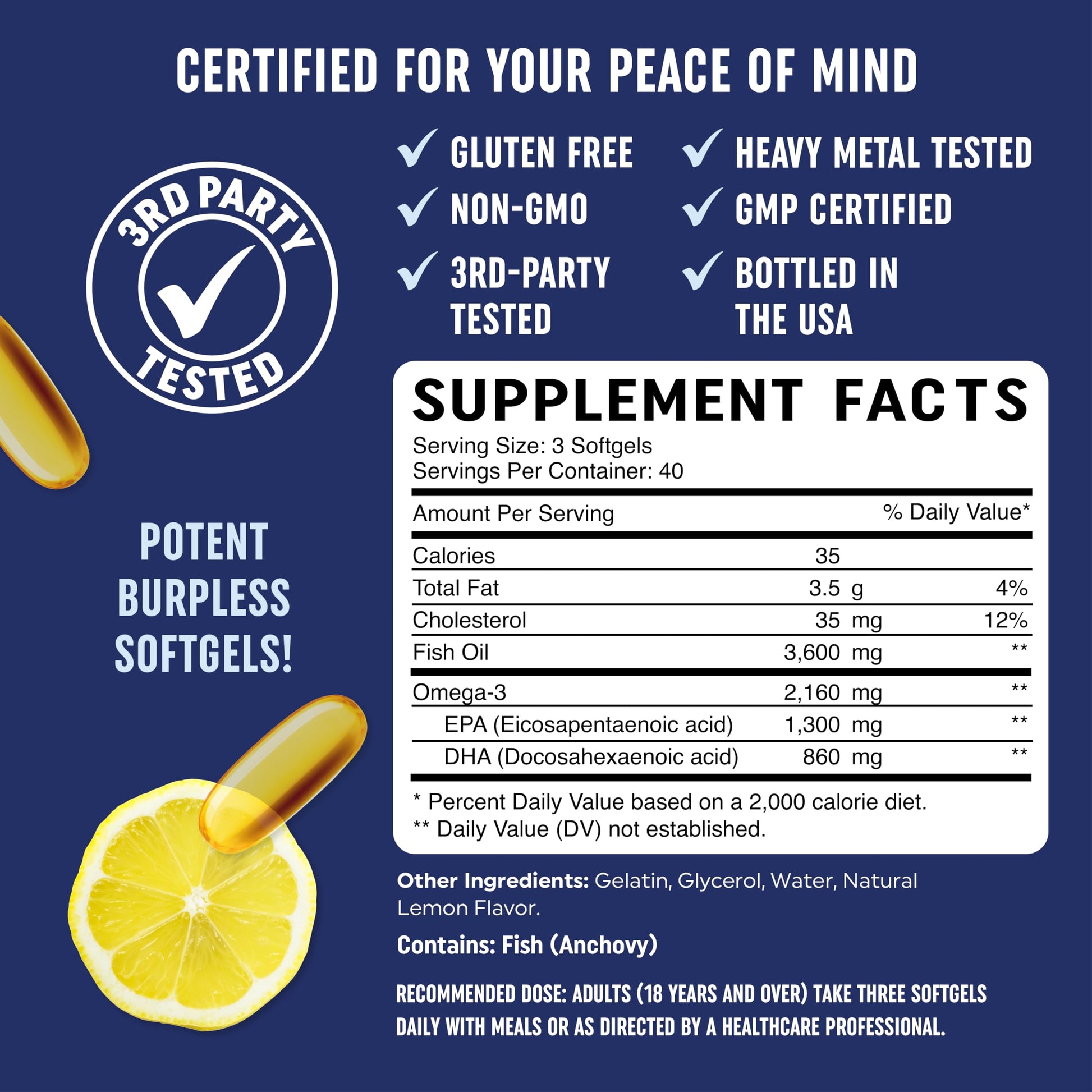 Triple Strength Omega 3 Fish Oil | 3600 mg EPA & DHA | Over 2100mg of Omega 3 Fatty MAV NUTRITION uk supplements