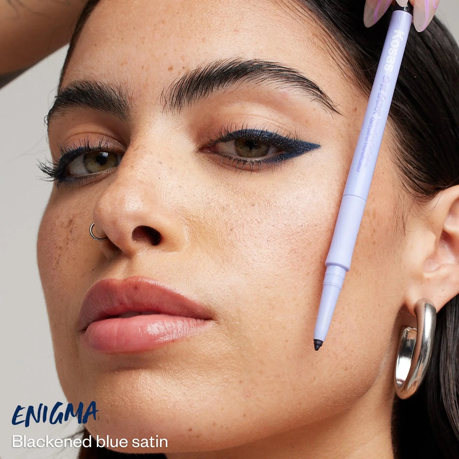 Kosas Soulgazer Gel Eyeliner (Enigma) - Waterproof, Smudge-Proof Pen with Hyaluronic Acid - Retractable Eyeliner Pencil with Sharpener & Smudger, Long-Lasting - Blackened Blue Satin Kosas uk supplements