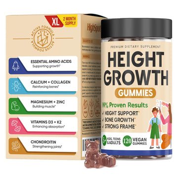 Height Growth Increase Vitamin Gummies, Calcium 100mg, Magnesium Glycinate 30mg, Zinc, Ashwagandha, Vitamin K2 D3 25mg Grow Tall Maximizer Supplement, Multivitamin for Kids, Teens Boy & Girl, Adults HighSpot uk supplements