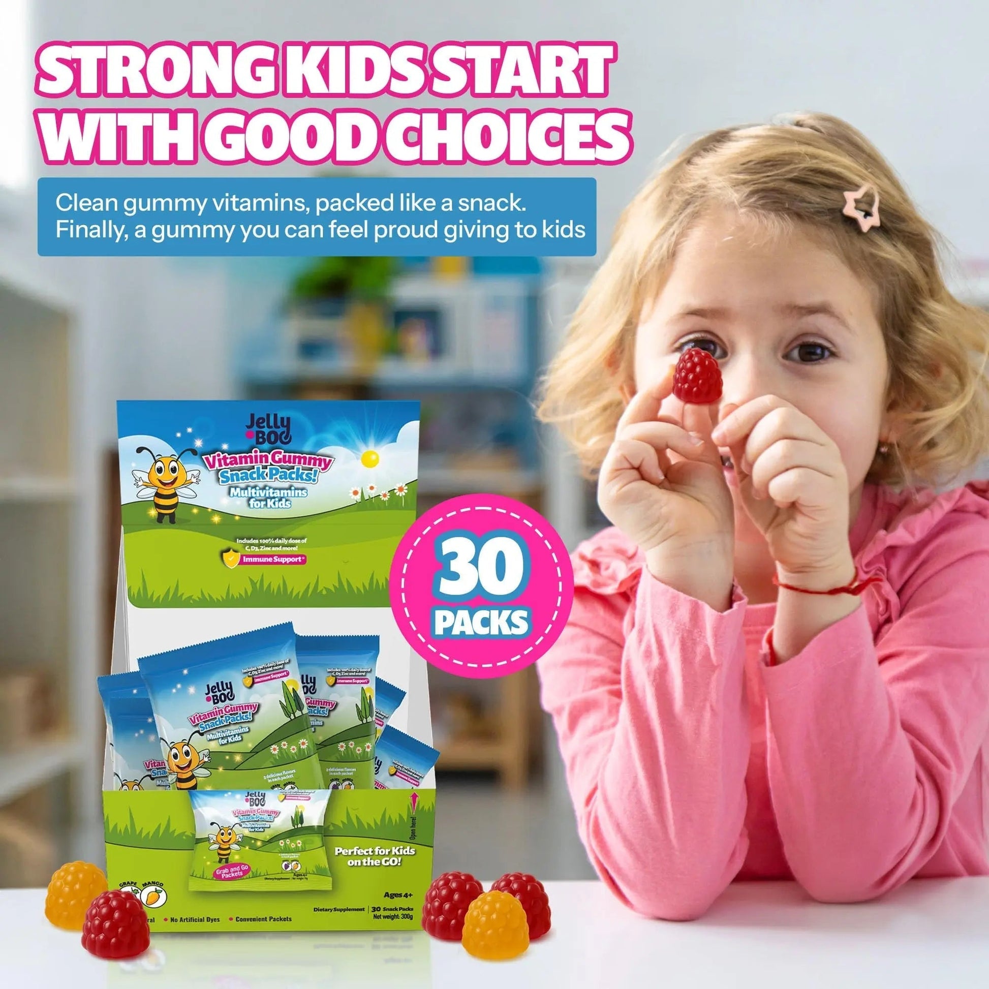 Kids Daily Multivitamin - Healthy Snacks For Kids – No Sugar, No Dyes, Monk Fruit Sweetened, Vegan, Gluten-Free- 100% Daily Value of Vitamins C, D3, Zinc Jelly.Boo uk supplements