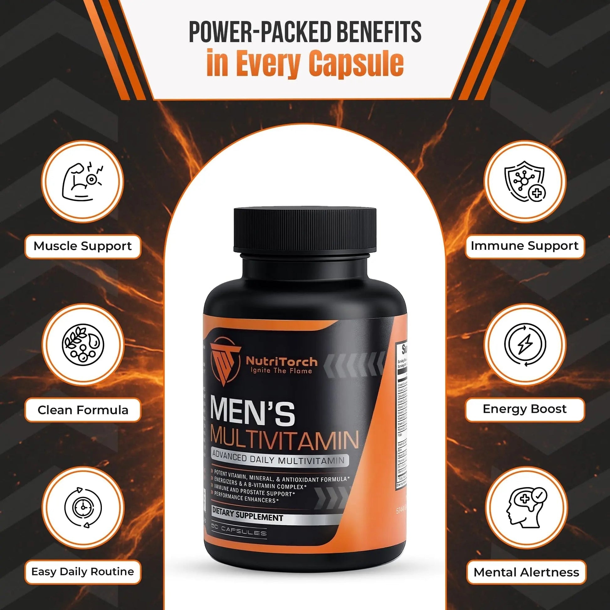 NutriTorch Multivitamin for Men – Adult Dietary Supplement with Vitamins A, C & D, Minerals & Antioxidants for Immune Support, Increased Energy NutriTorch uk supplements