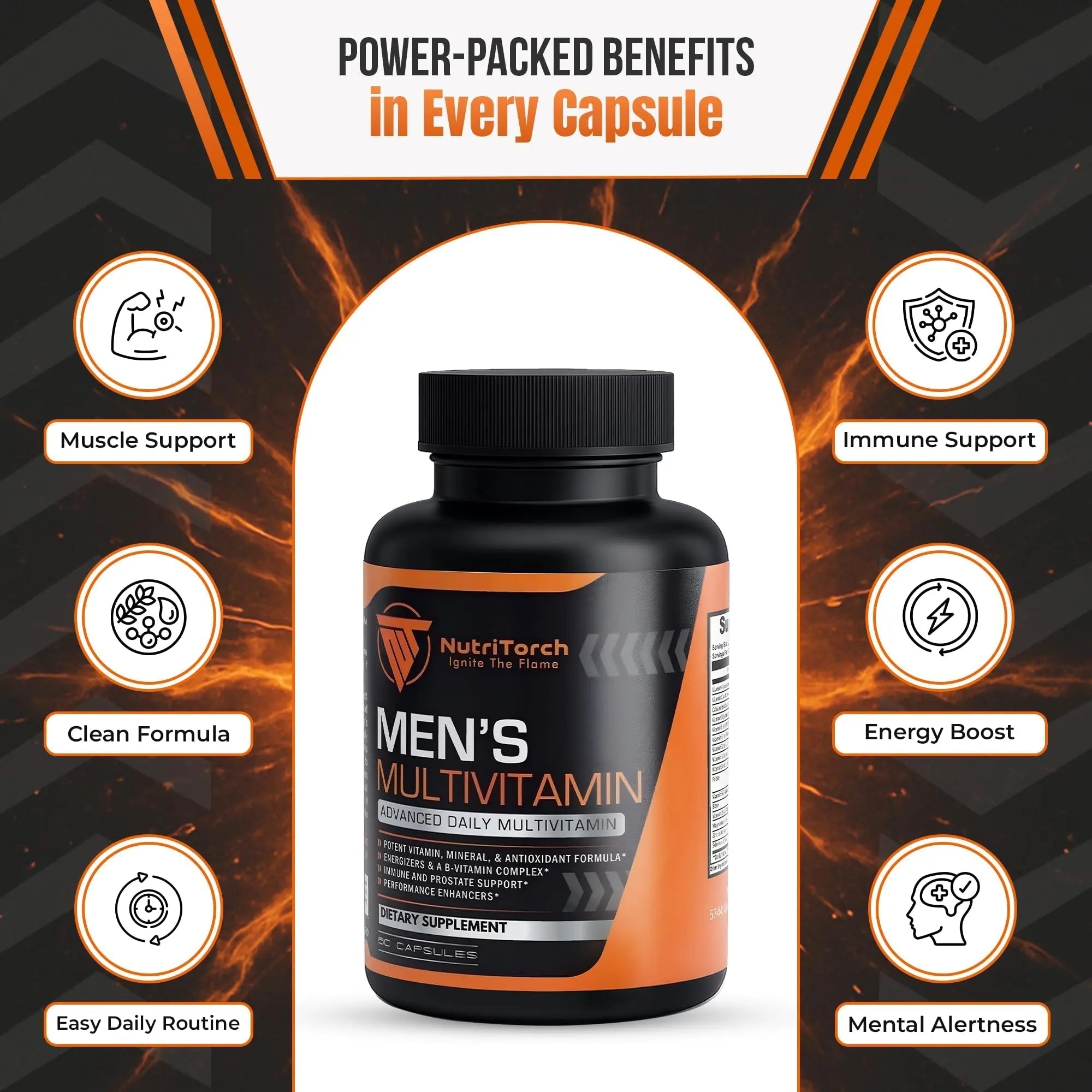 NutriTorch Multivitamin for Men – Adult Dietary Supplement with Vitamins A, C & D, Minerals & Antioxidants for Immune Support, Increased Energy NutriTorch uk supplements