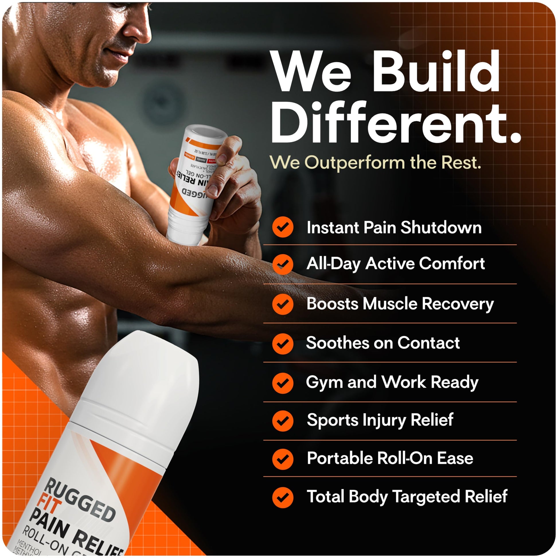 Rugged Fit Max-Strength Pain Relief Roll-On Gel – Cold & Hot Therapy with Menthol 2% + Methyl Salicylate 10% – Fast-Absorbing, Non-Greasy for Back, Arthritis, Muscle & Joint Pain – 3.38 fl oz Rugged Fit uk supplements