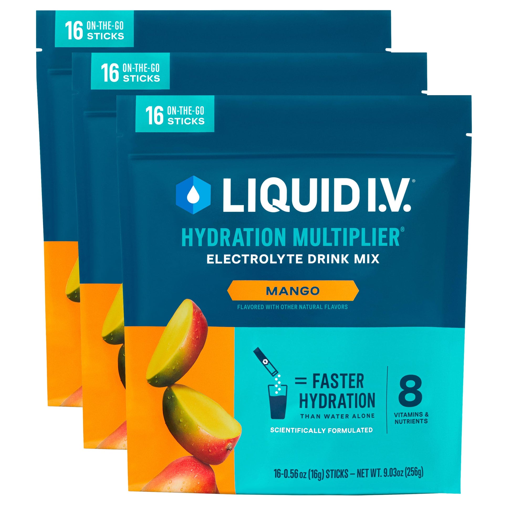 Liquid I.V.® Hydration Multiplier - Mango | Electrolyte Powder Drink Mix | 3 Pack (48 Servings) Liquid I.V. uk supplements
