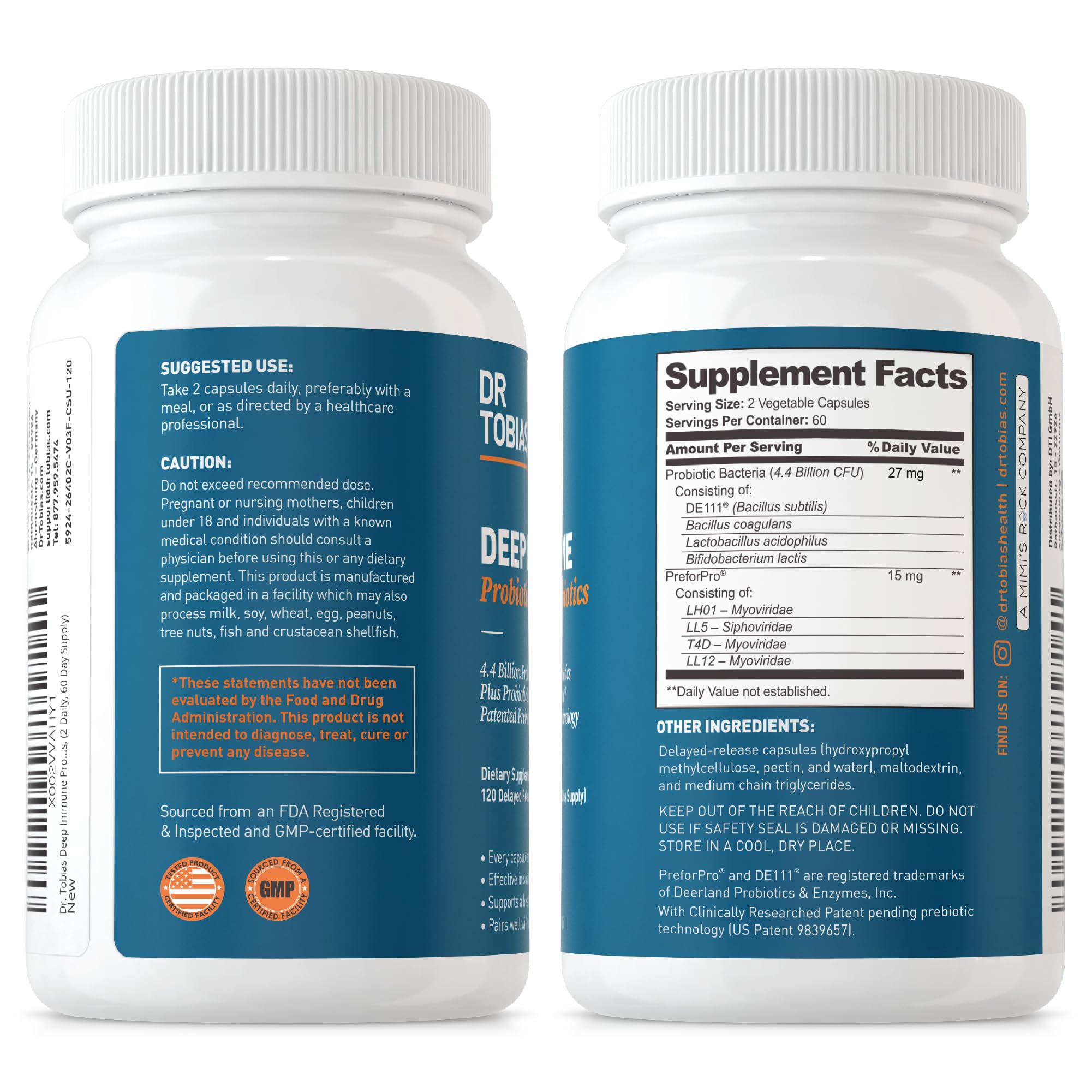 Dr. Tobias Deep Immune Probiotics & Prebiotics, 4.4 Billion CFU Probiotics for Women Dr. Tobias uk supplements