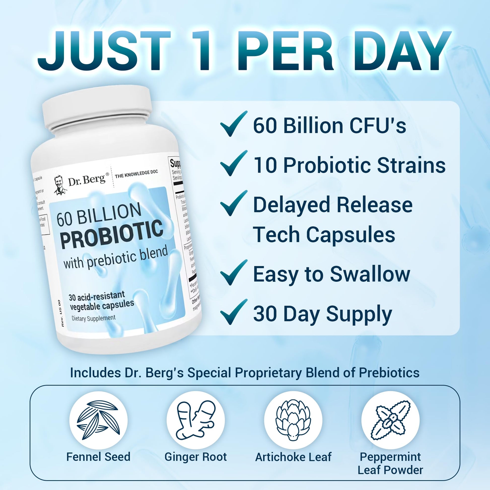 Dr. Berg 60 Billion Probiotic Supplement - Probiotics for Men & Women - Pre and Probiotics Dr. Berg Nutritionals uk supplements